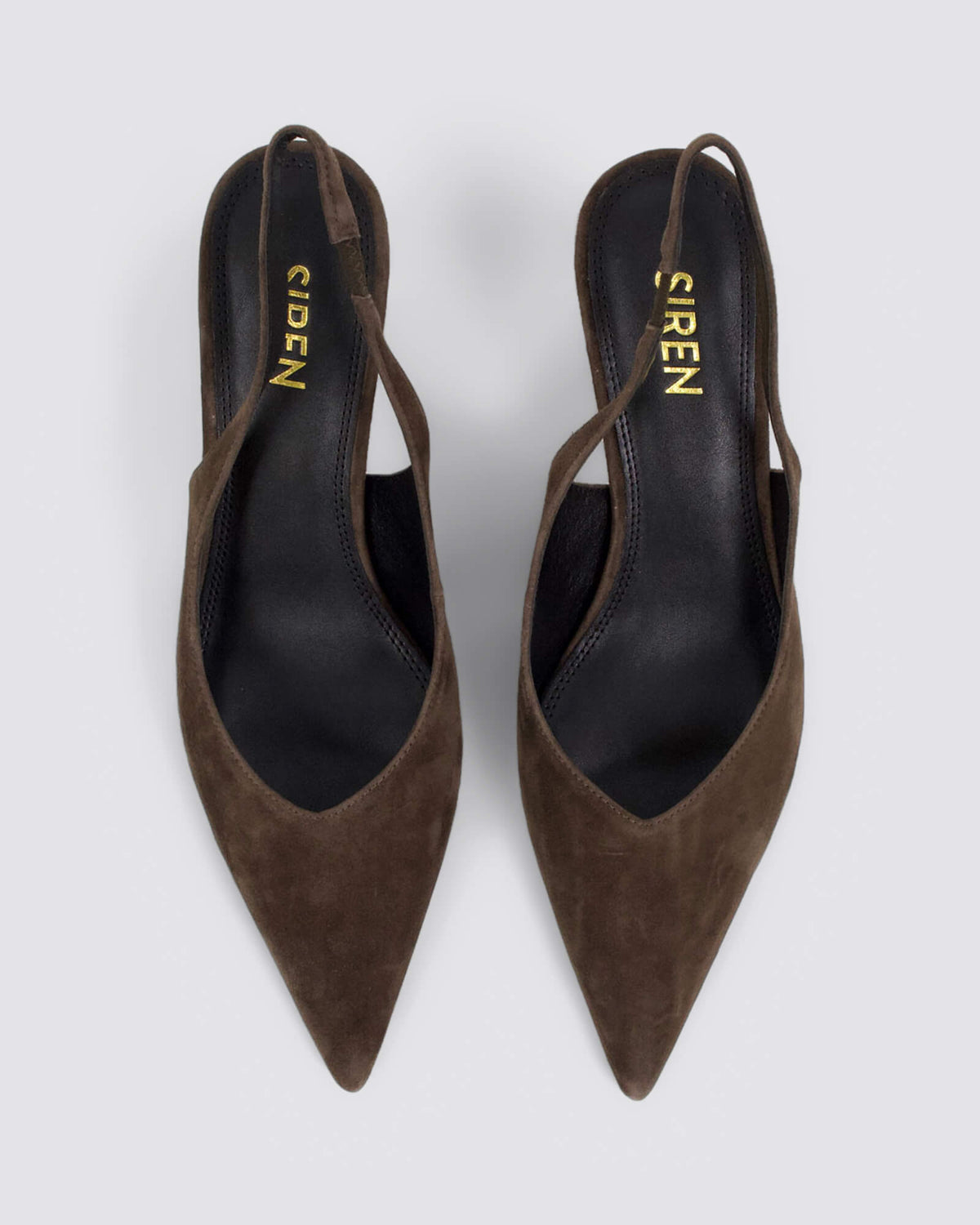 YORY SLINGBACK HEELS CHOCOLATE BROWN SUEDE