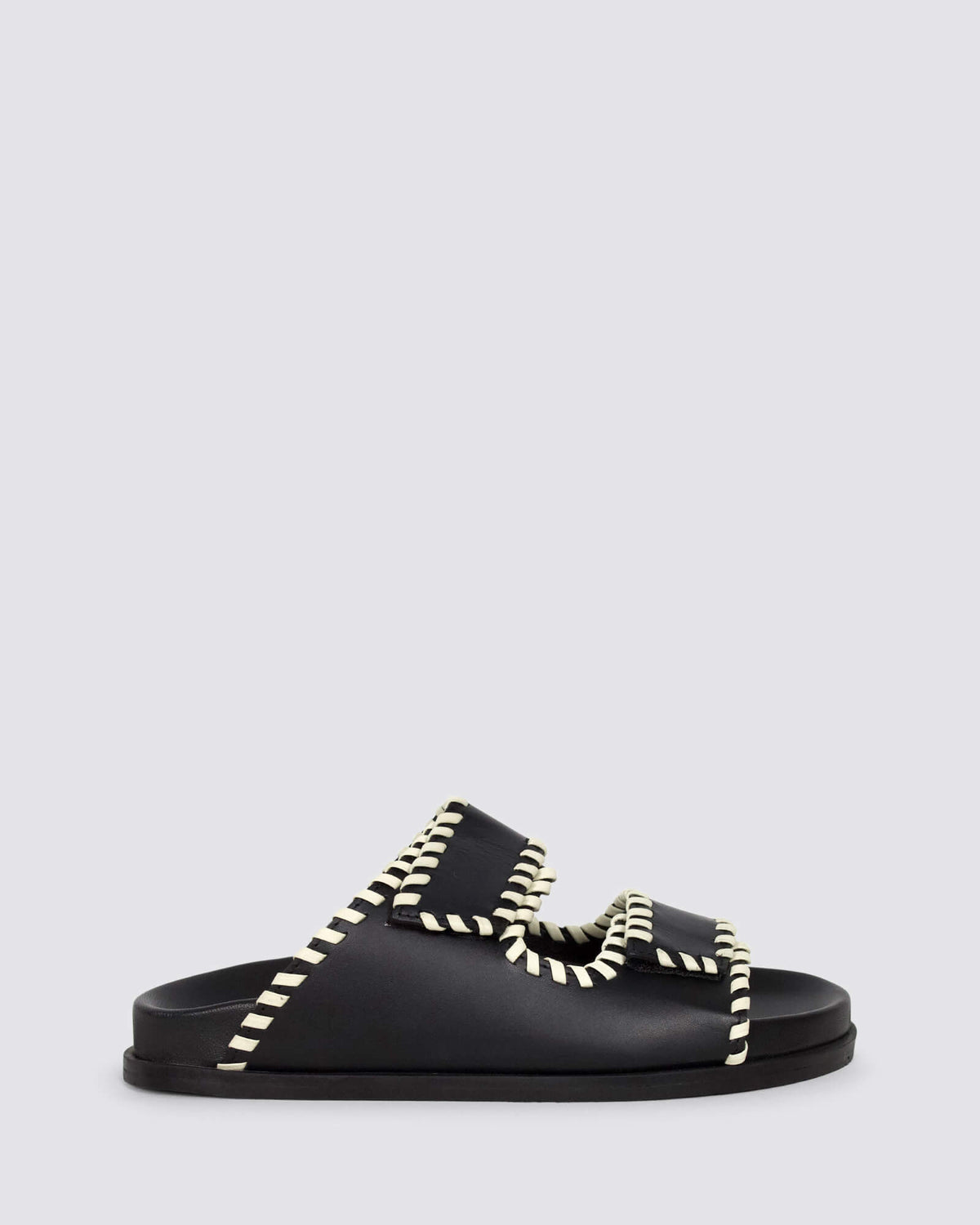 FONTELINA SANDALS BLACK/OFF WHITE LEATHER