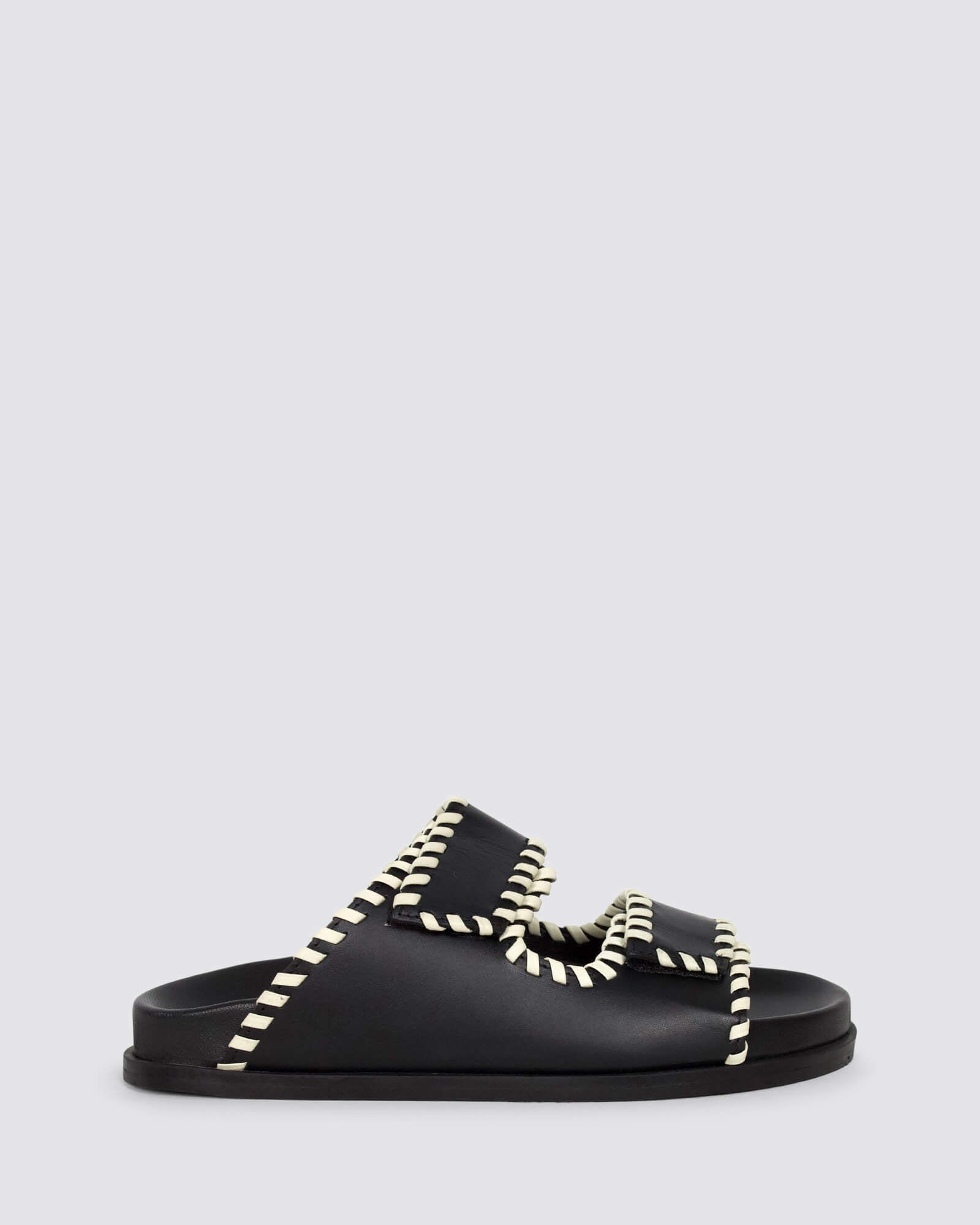 FONTELINA SANDALS BLACK/OFF WHITE LEATHER