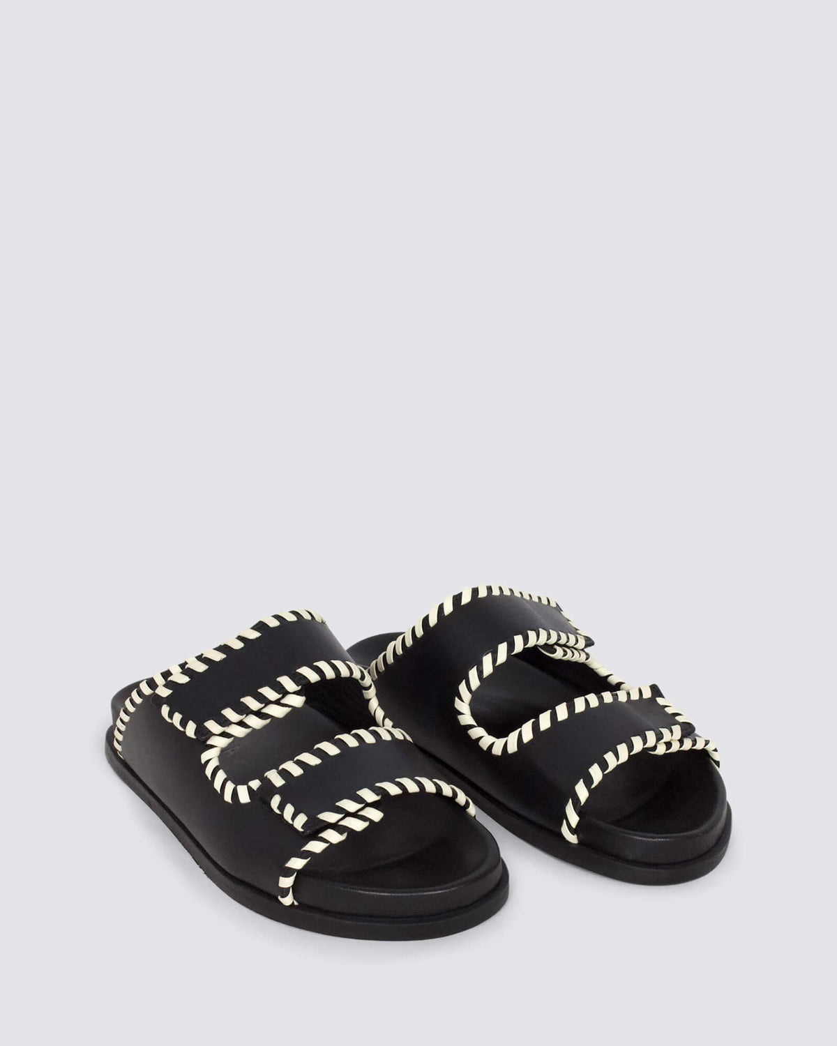 FONTELINA SANDALS BLACK/OFF WHITE LEATHER