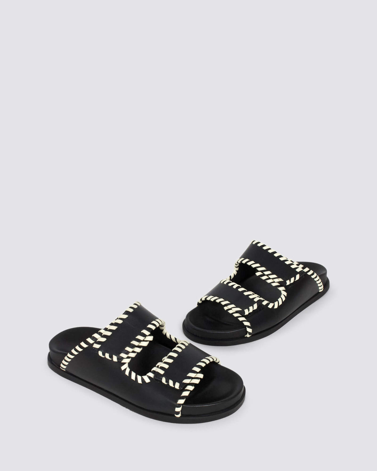 FONTELINA SANDALS BLACK/OFF WHITE LEATHER