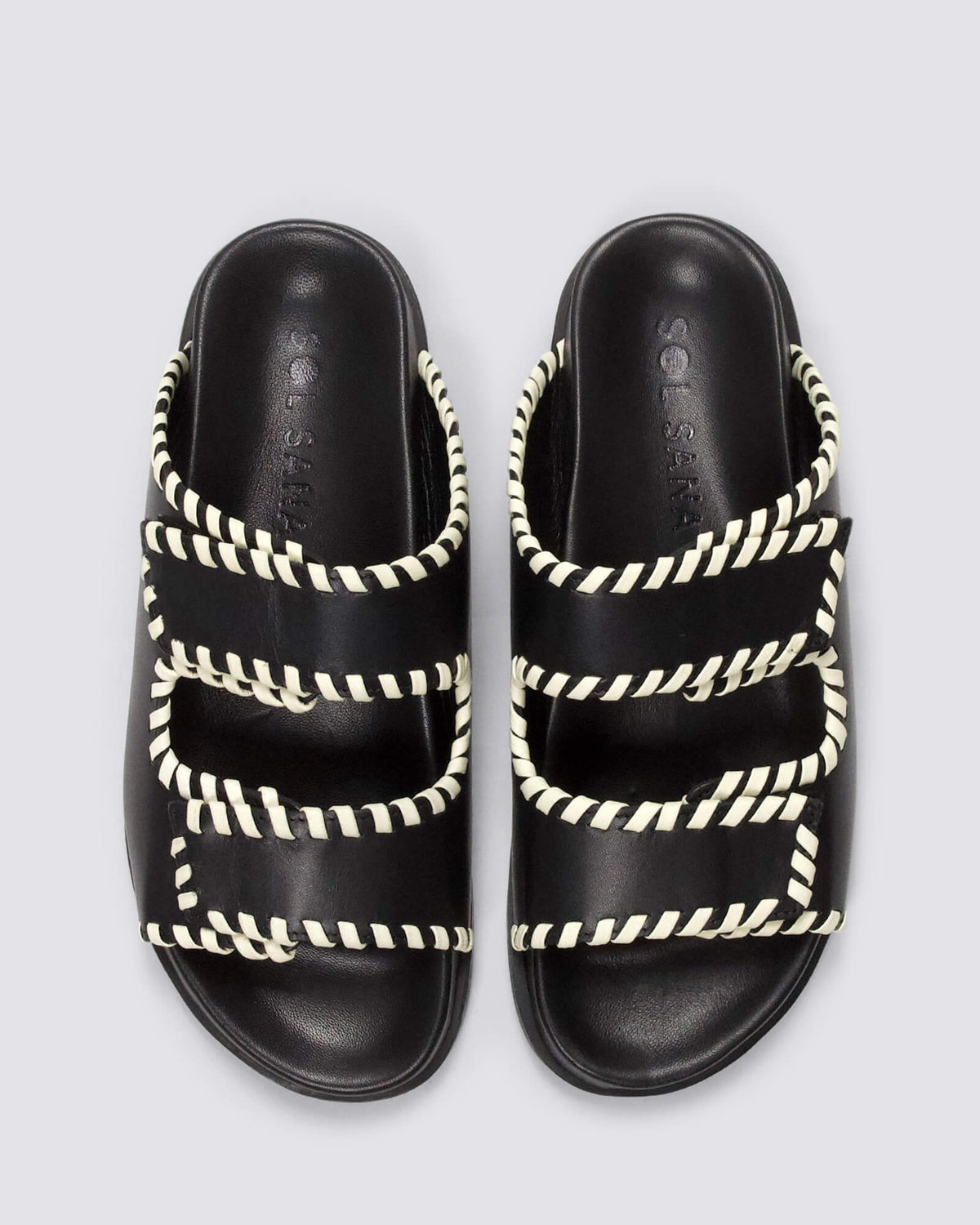 FONTELINA SANDALS BLACK/OFF WHITE LEATHER