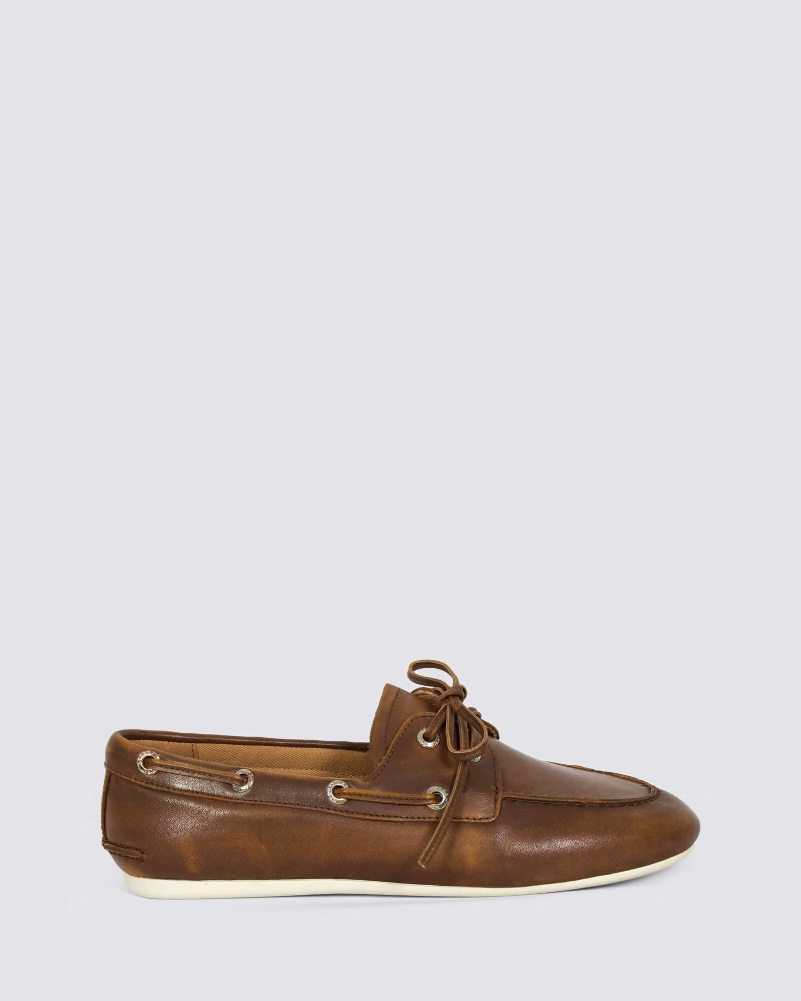 SLIM BOAT LEATHER DISTRESS TAN