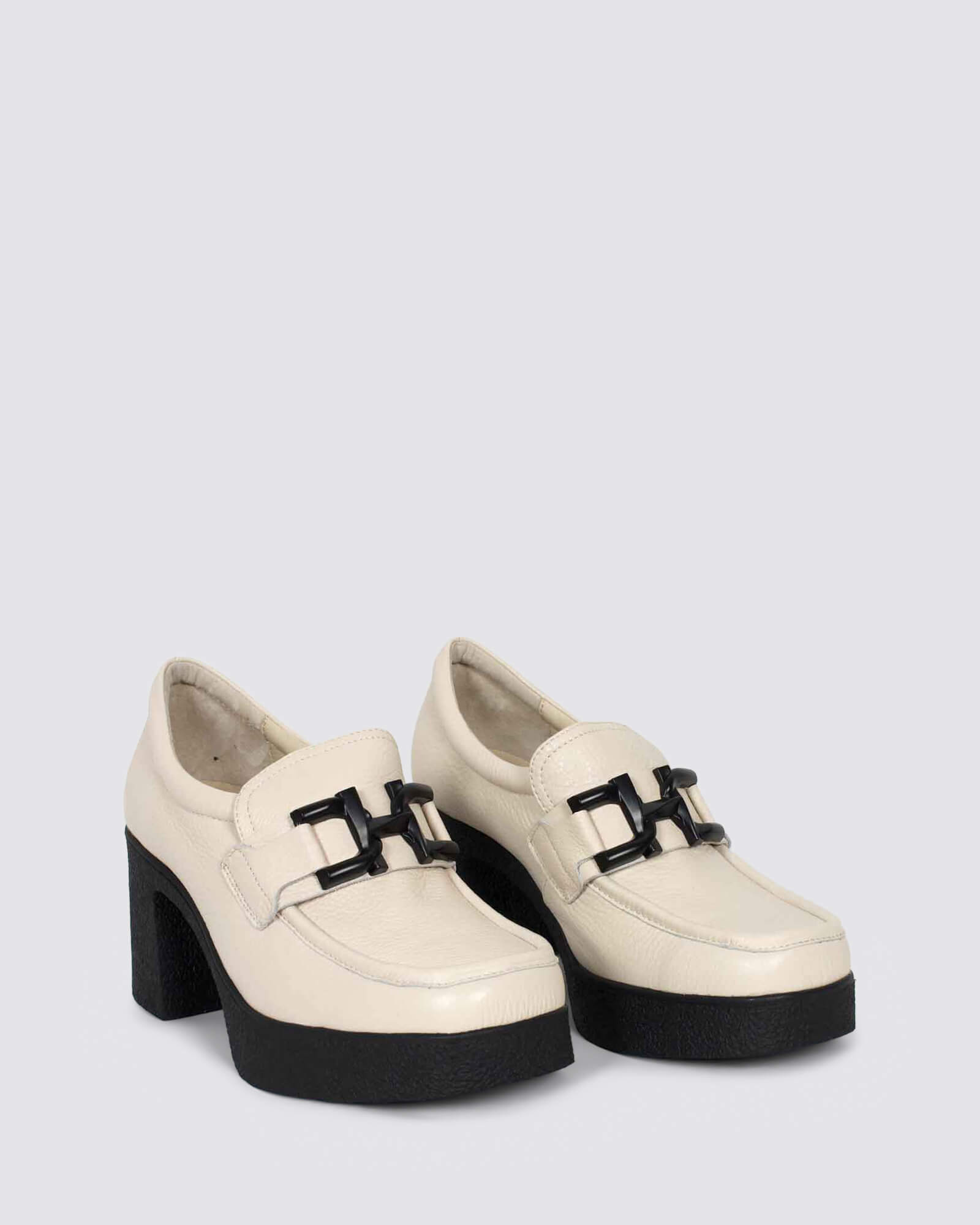 BELLA HEELED LOAFERS BONE MILLED