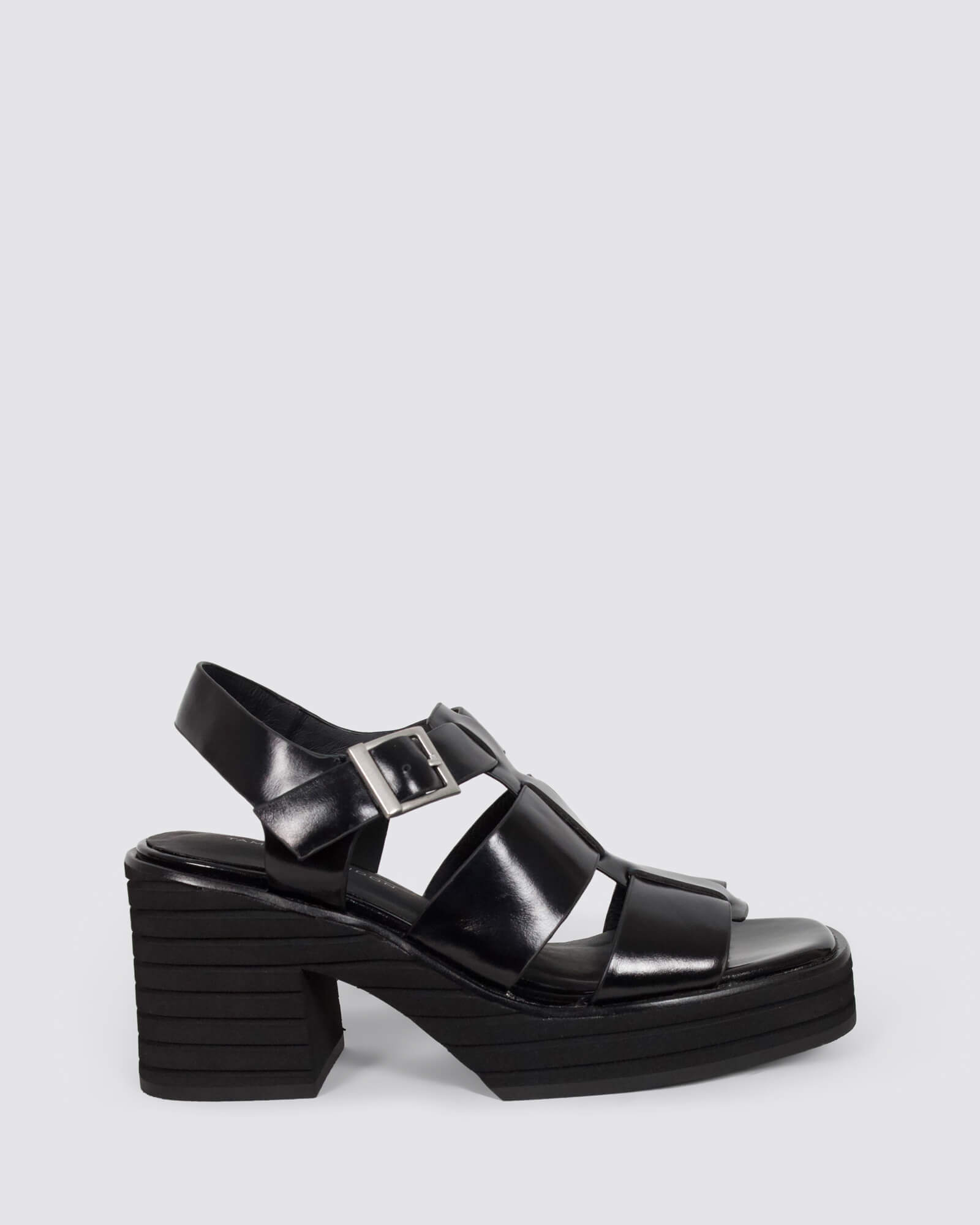 BUFFY HEELED SANDALS BLACK
