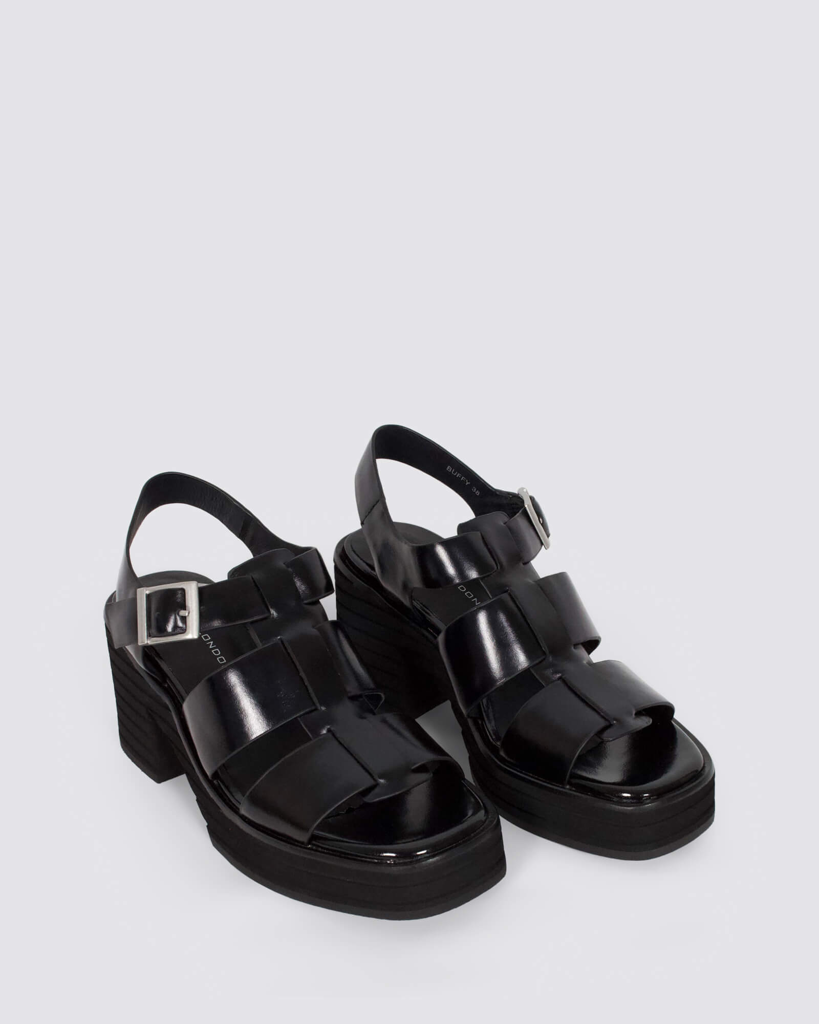 BUFFY HEELED SANDALS BLACK