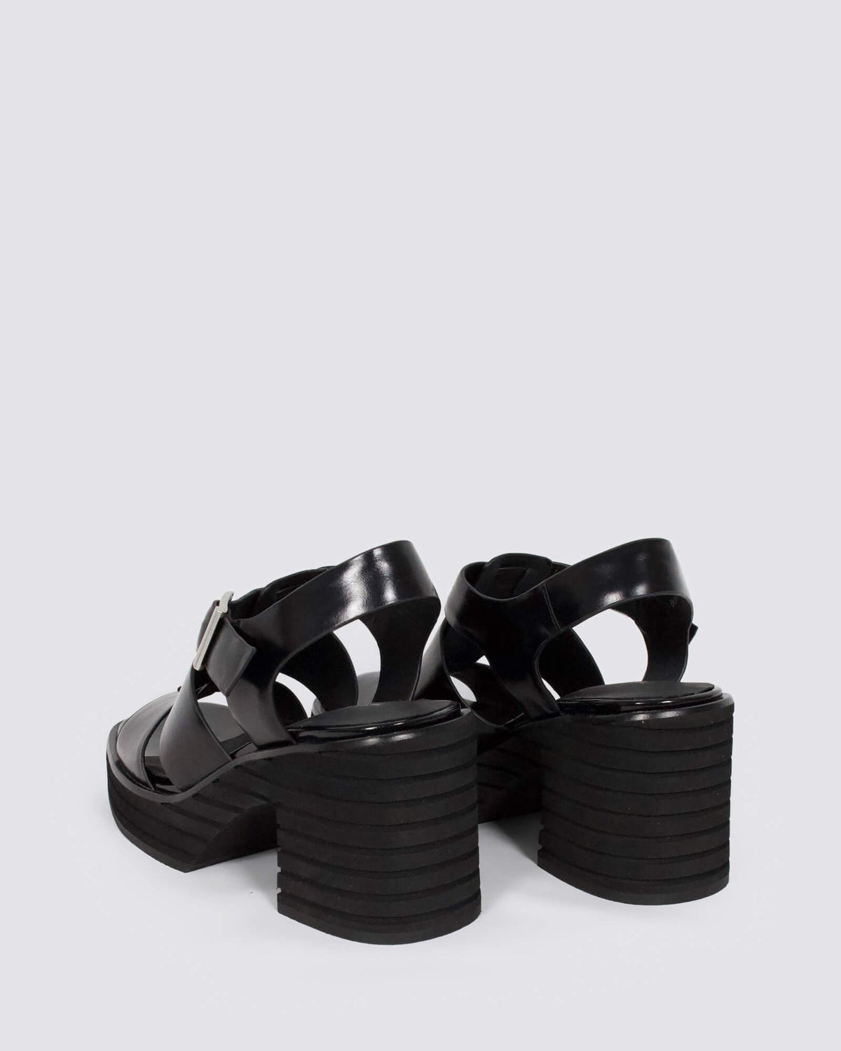 BUFFY HEELED SANDALS BLACK