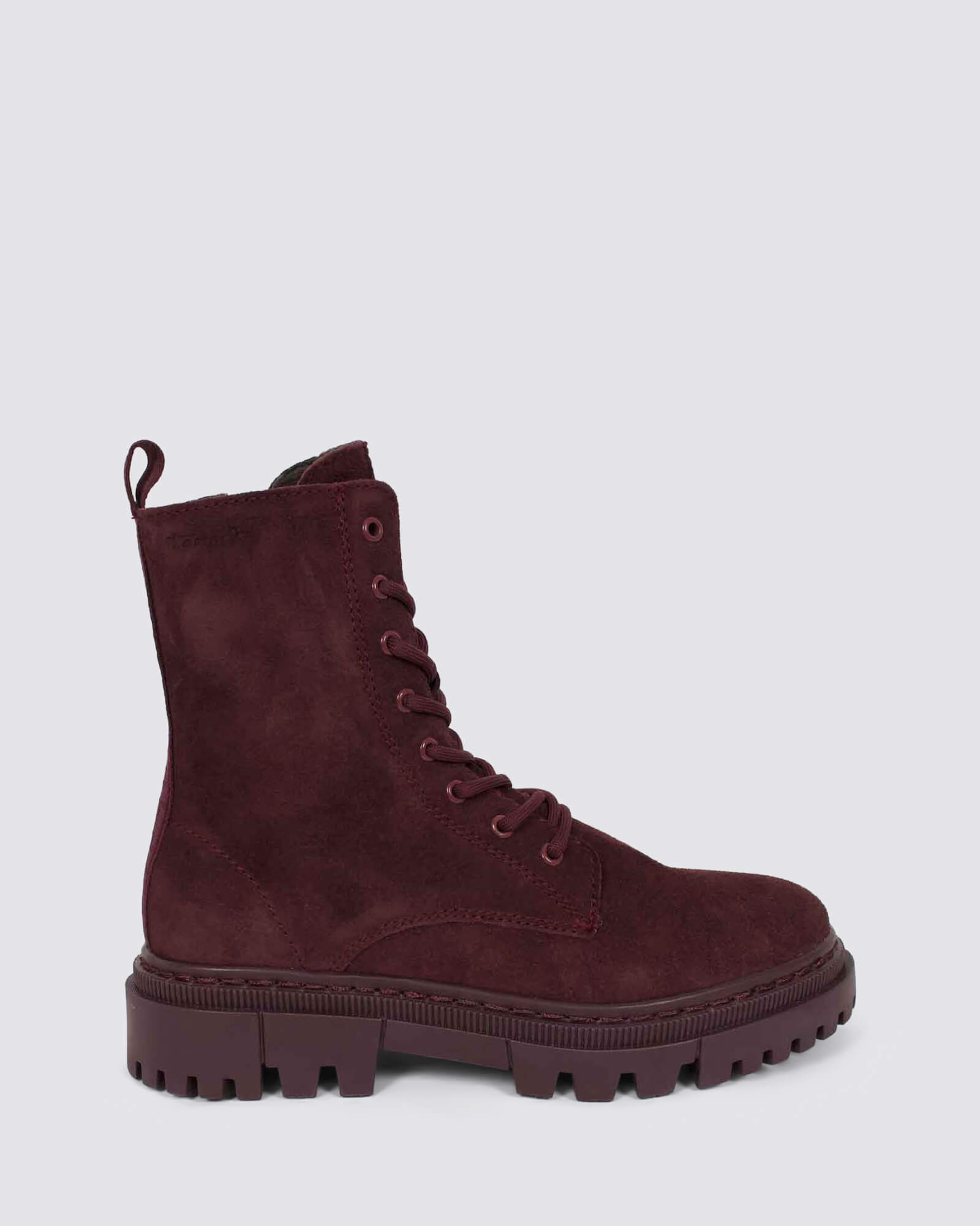 25276 LACE UP ANKLE BOOTS MERLOT SUEDE