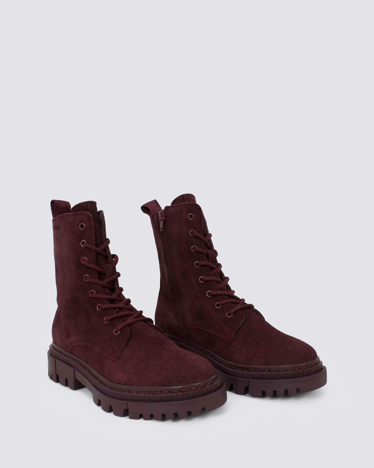 25276 LACE UP ANKLE BOOTS MERLOT SUEDE