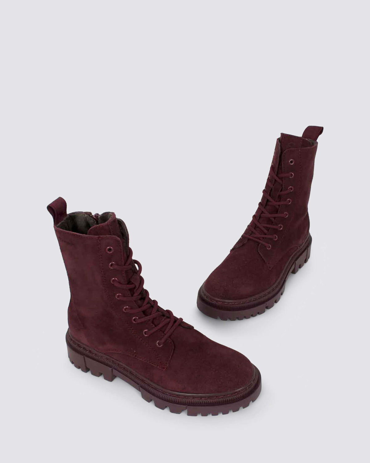 25276 LACE UP ANKLE BOOTS MERLOT SUEDE