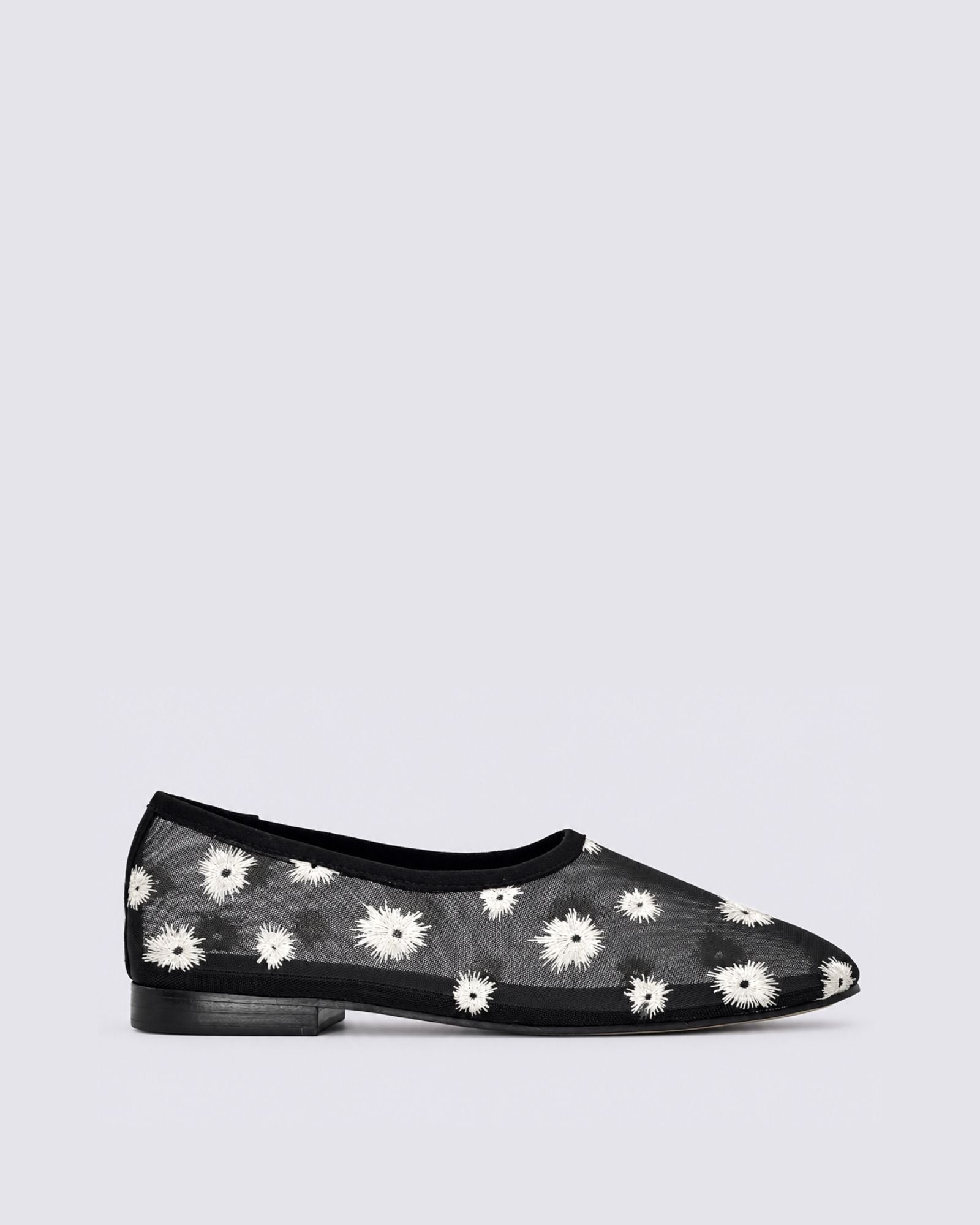 UNDEEN BALLET FLATS BLACK/IVORY FABRIC