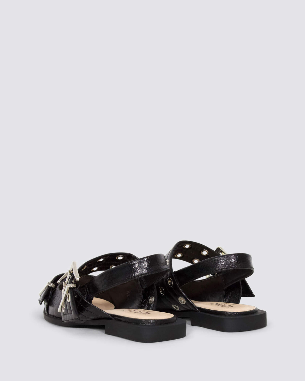 CLEA SLINGBACK FLATS BLACK CRINKLE