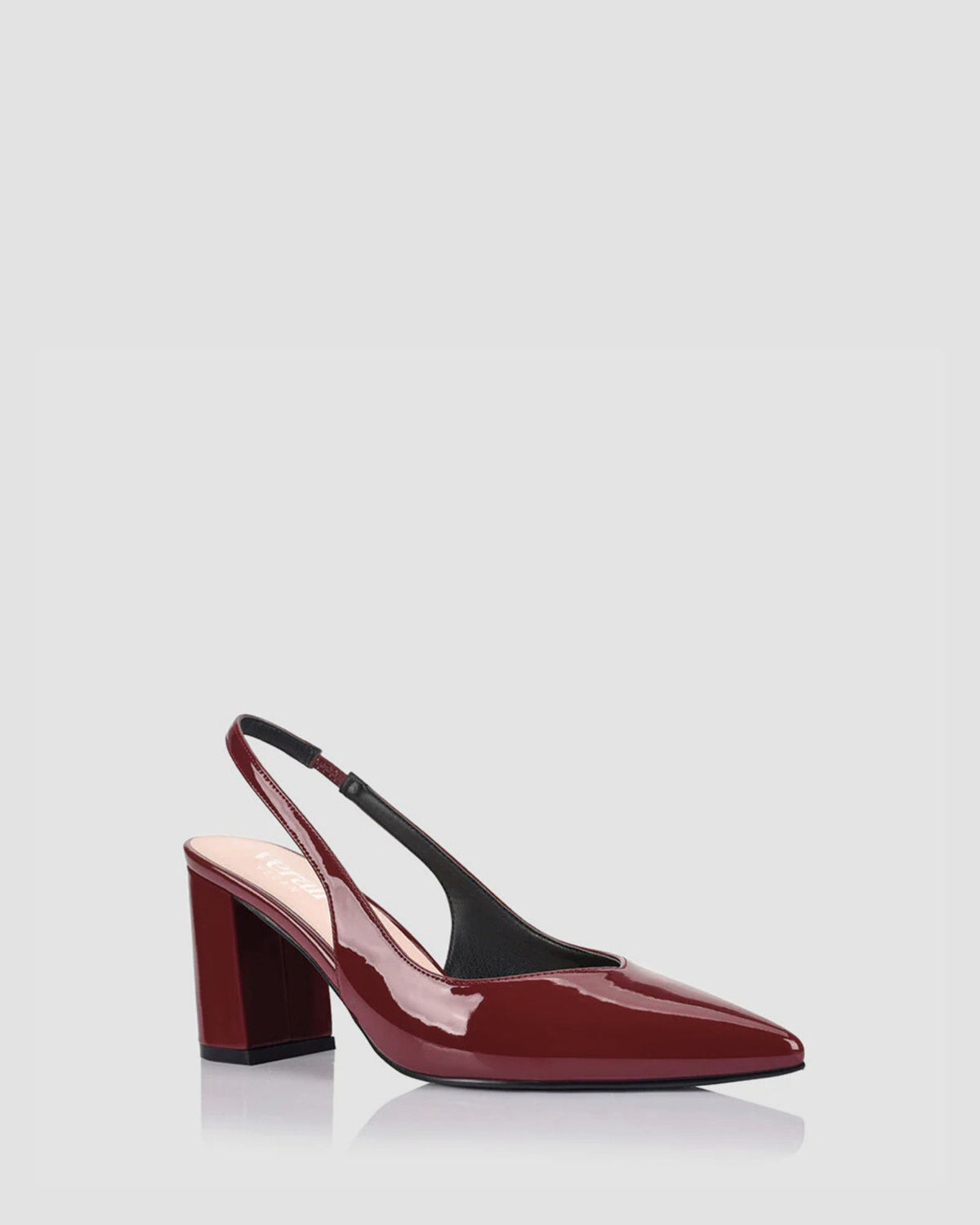 ELISHA SLINGBACK BLOCK HEELS WINE PATENT