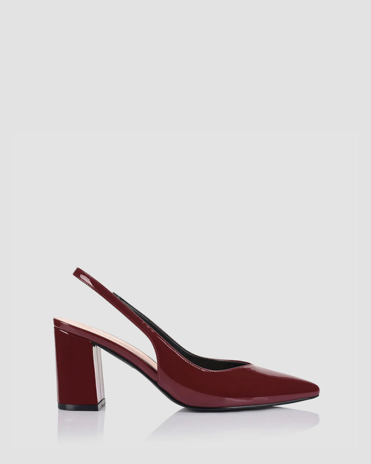 ELISHA SLINGBACK BLOCK HEELS WINE PATENT
