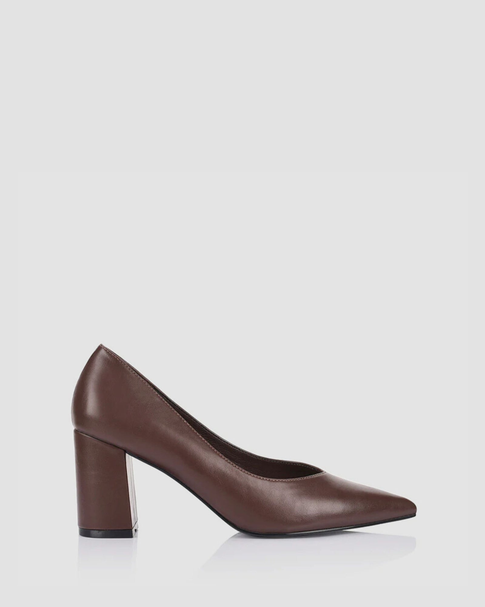 ELLIOT BLOCK HEEL PUMPS CHOCOLATE BROWN