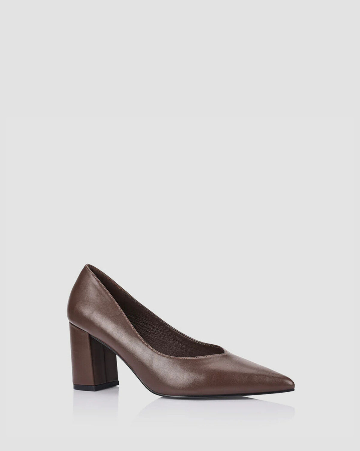 ELLIOT BLOCK HEEL PUMPS CHOCOLATE BROWN
