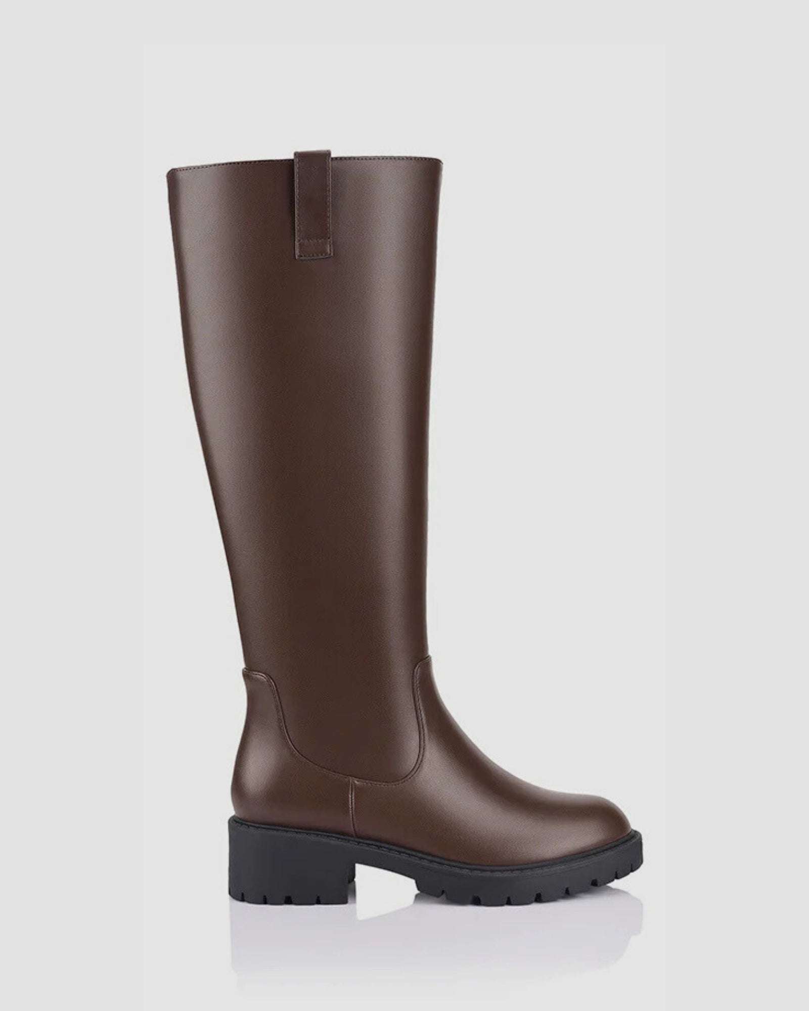 JAILYN CHUNKY KNEE HIGH BOOTS CHOCOLATE BROWN