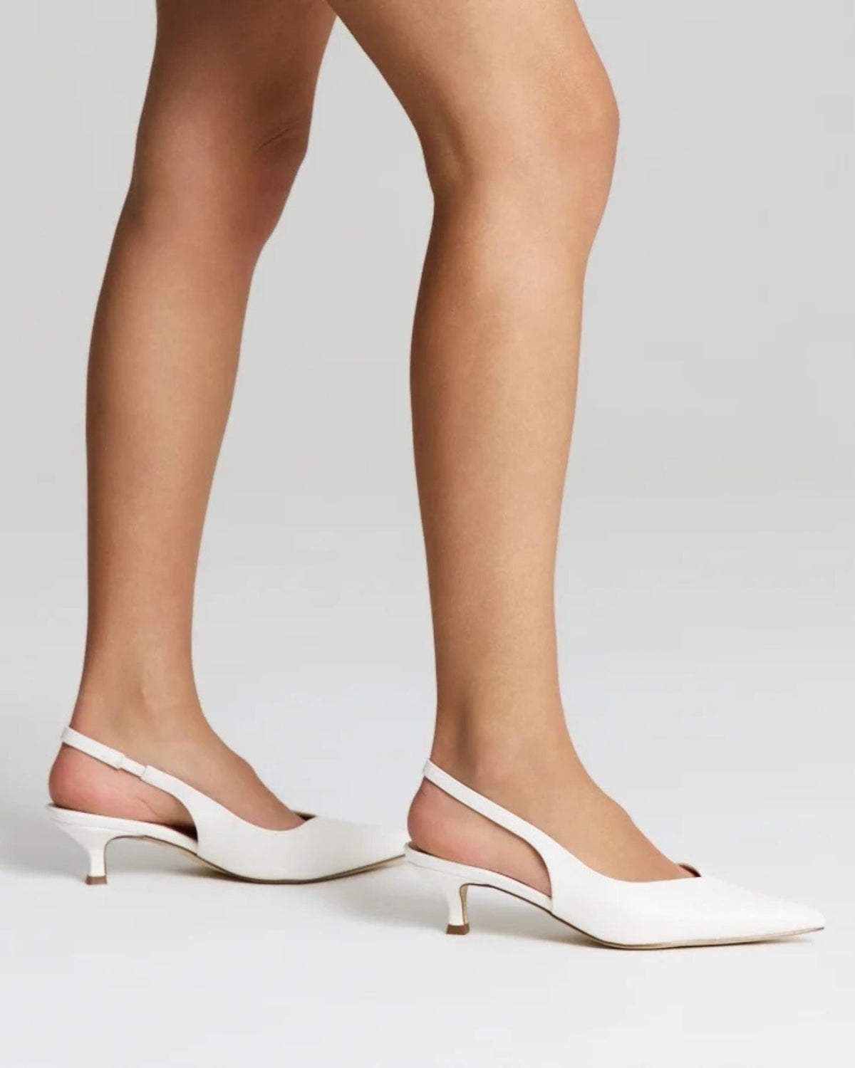 LUSH SLINGBACK KITTEN HEELS CHALK WHITE