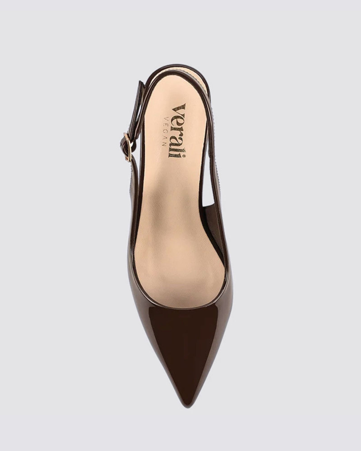 ELIO SLINGBACK BLOCK HEELS CHOCOLATE BROWN PATENT