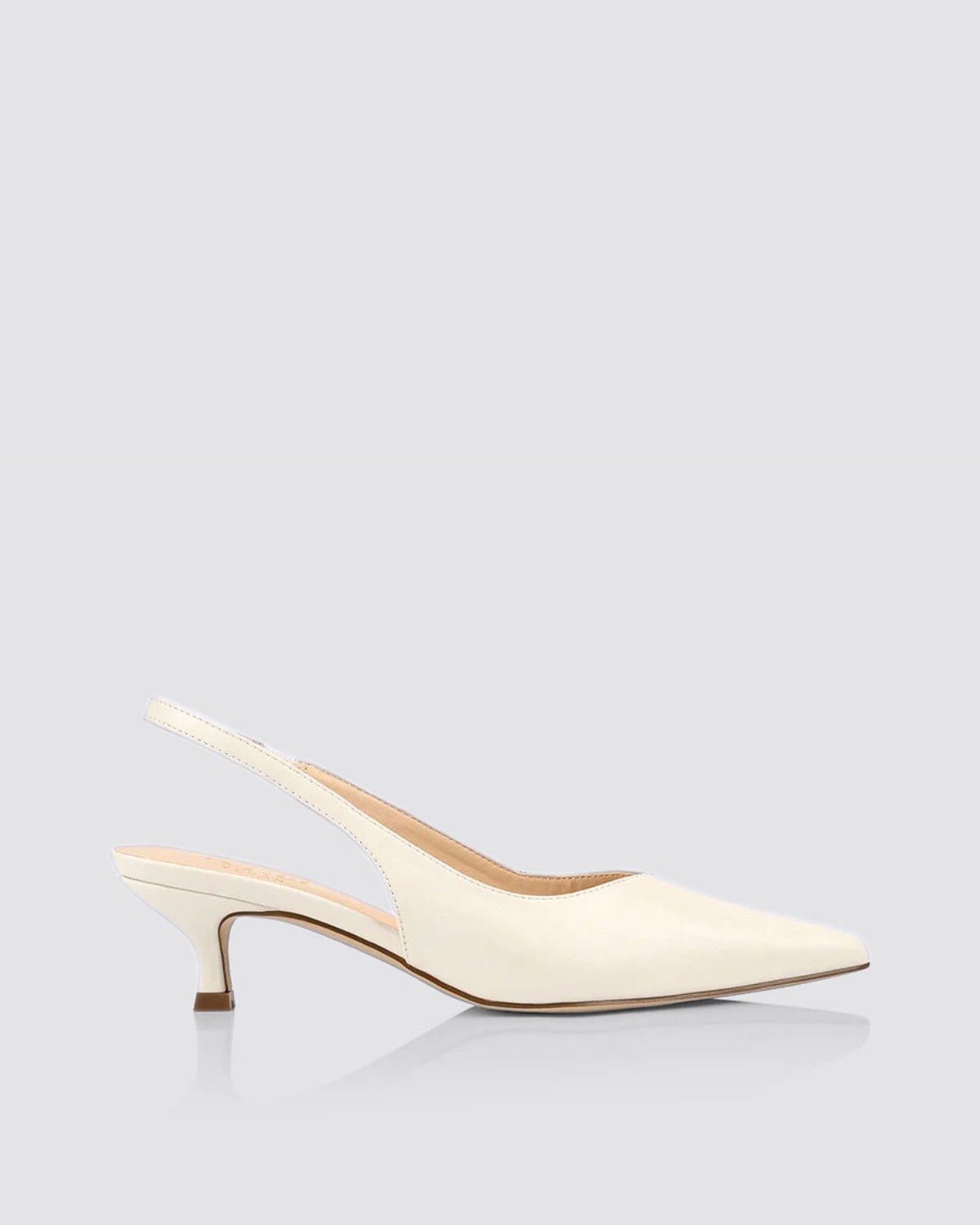 LUSH SLINGBACK KITTEN HEELS CHALK WHITE