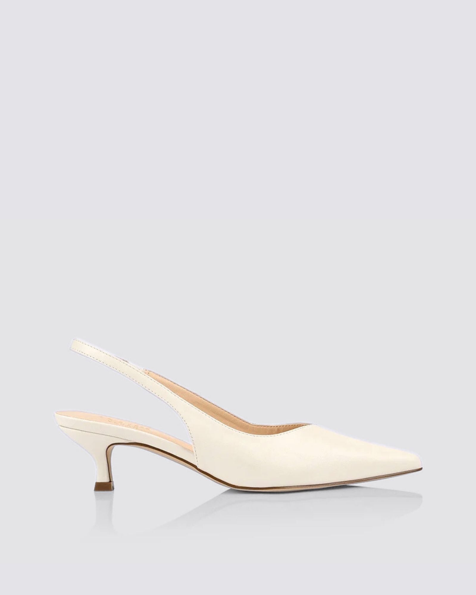 LUSH SLINGBACK KITTEN HEELS CHALK WHITE