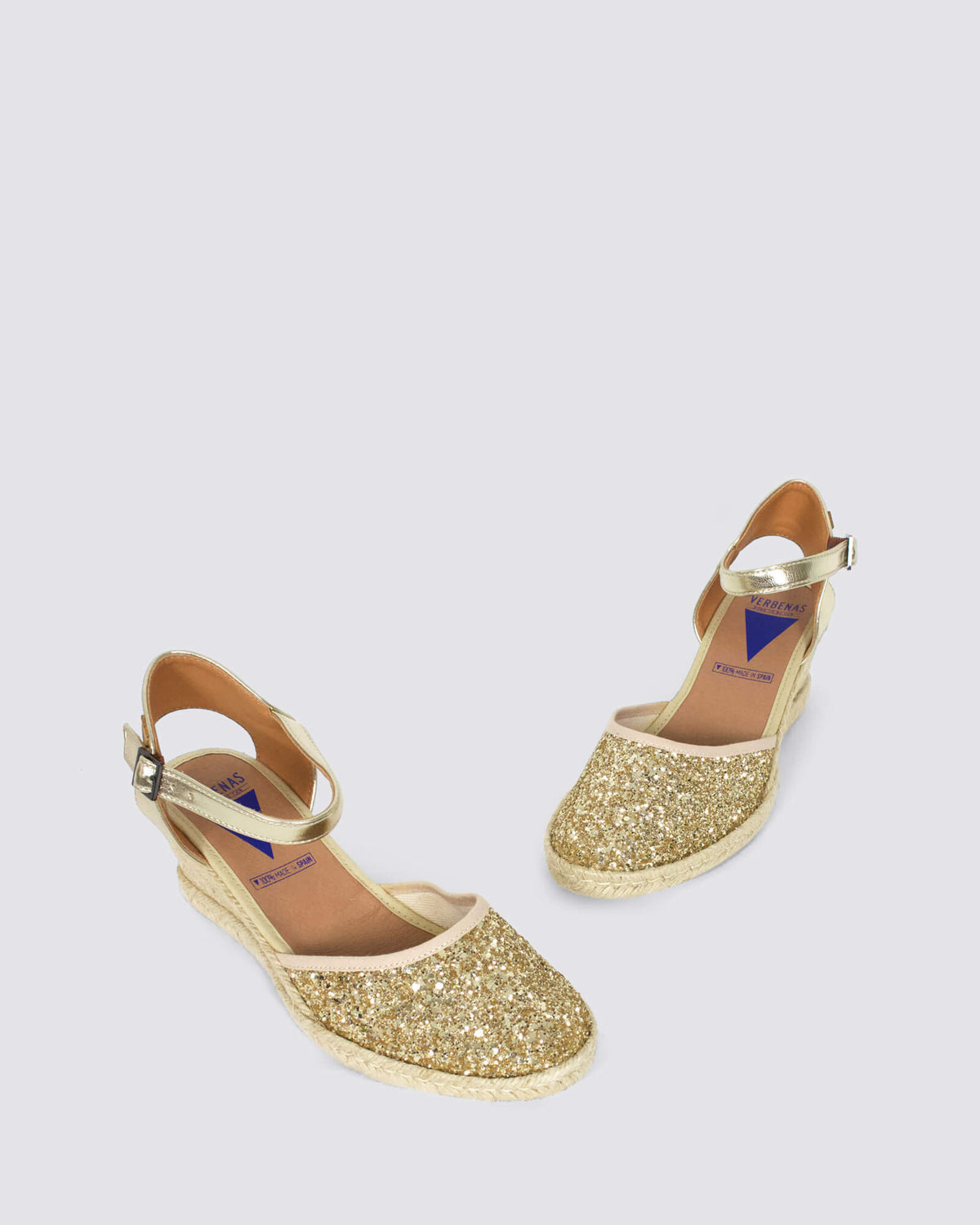 MALENA WEDGE SANDALS GOLD GLITTER LEATHER