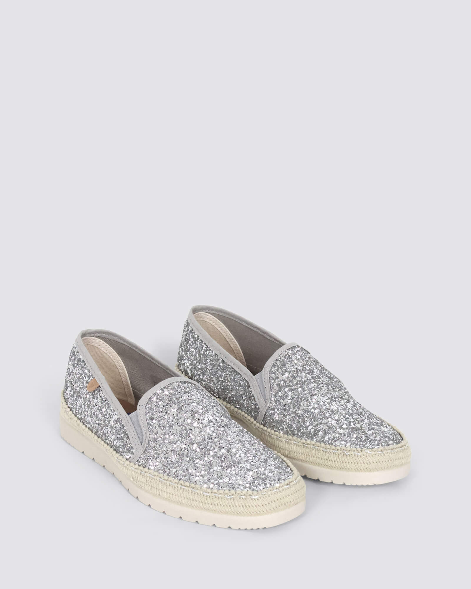 NURIA FLATS PLATA GLITTER LEATHER