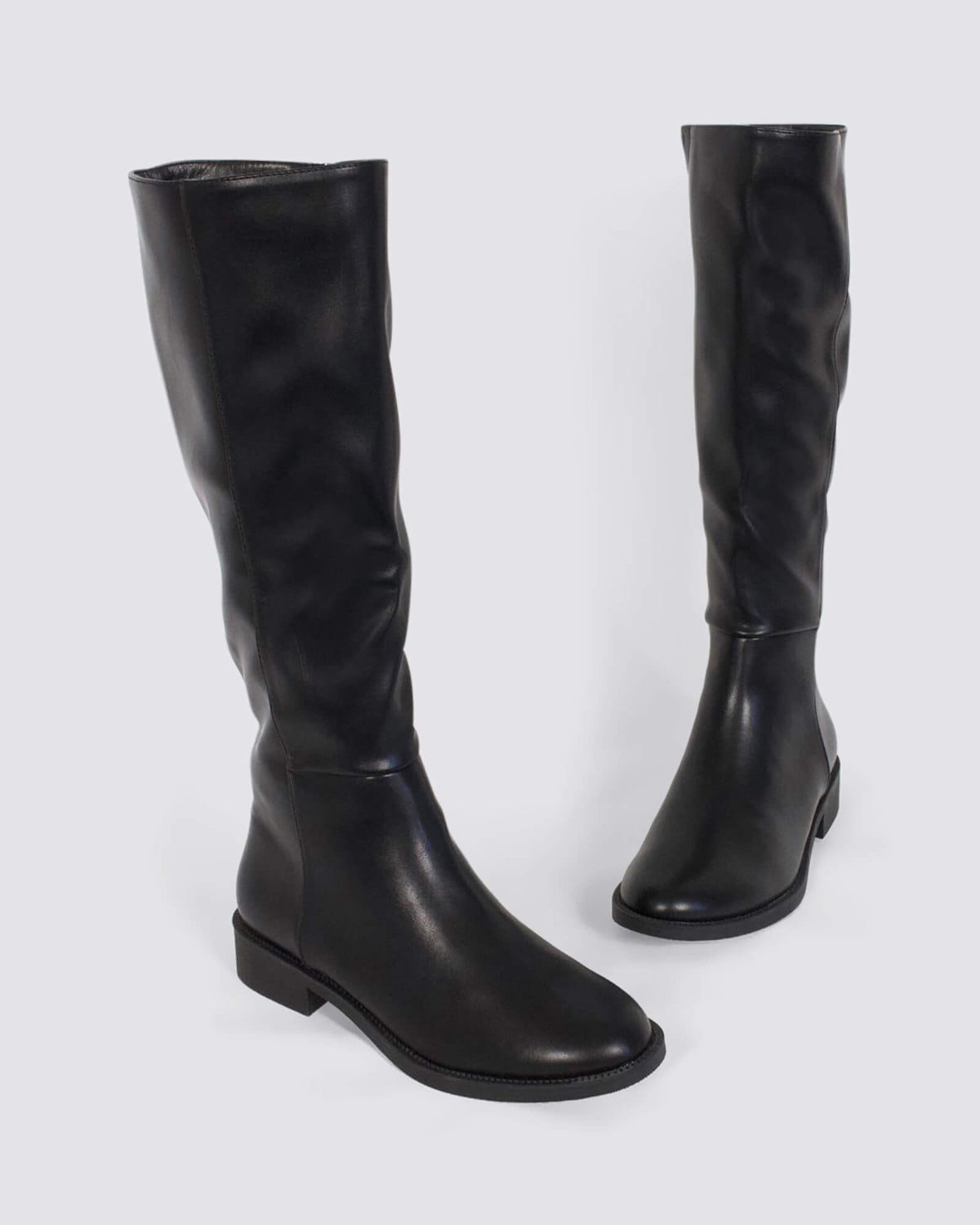 GABE FLAT KNEE HIGH BOOTS BLACK