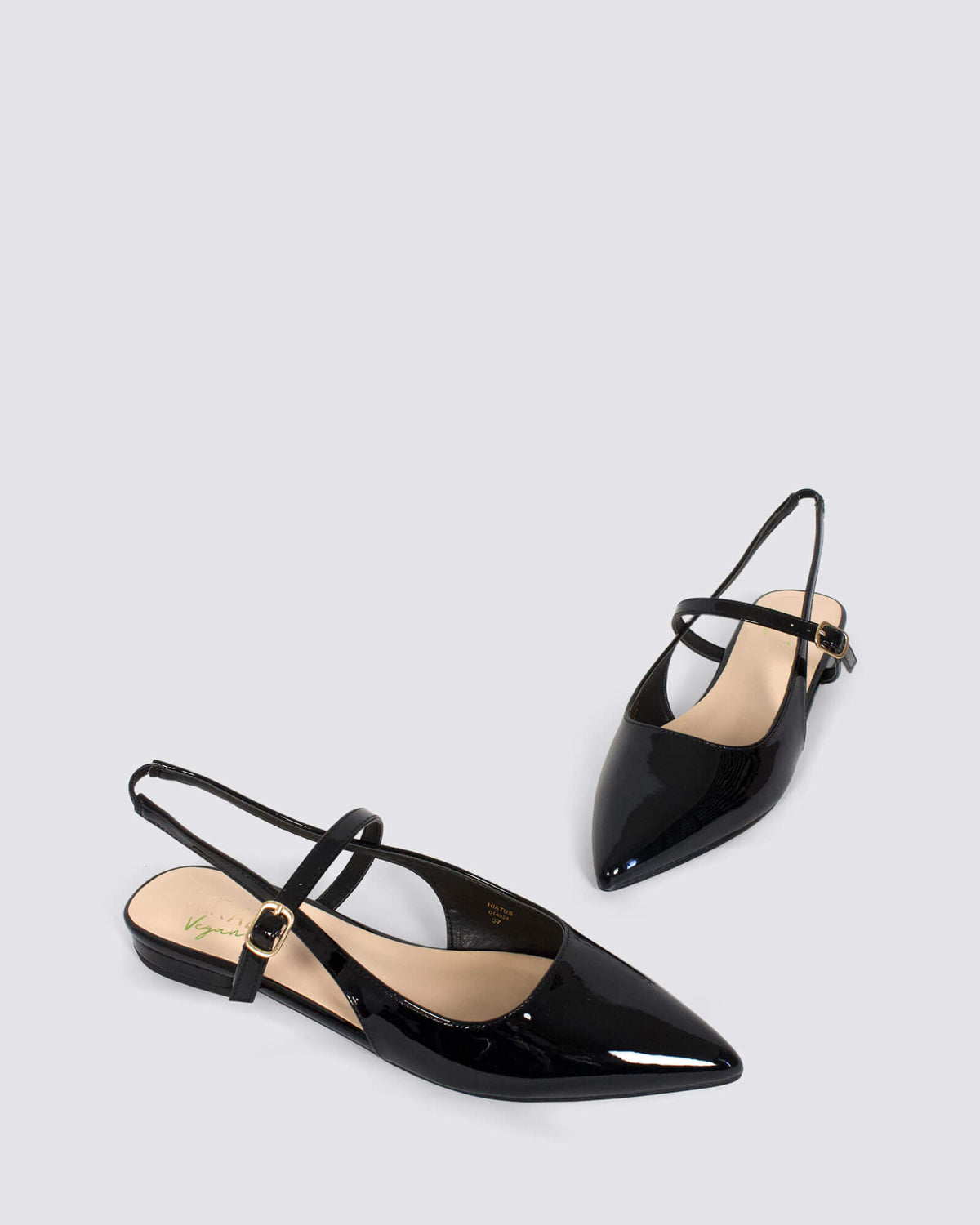 HIATUS SLINGBACK FLATS BLACK PATENT