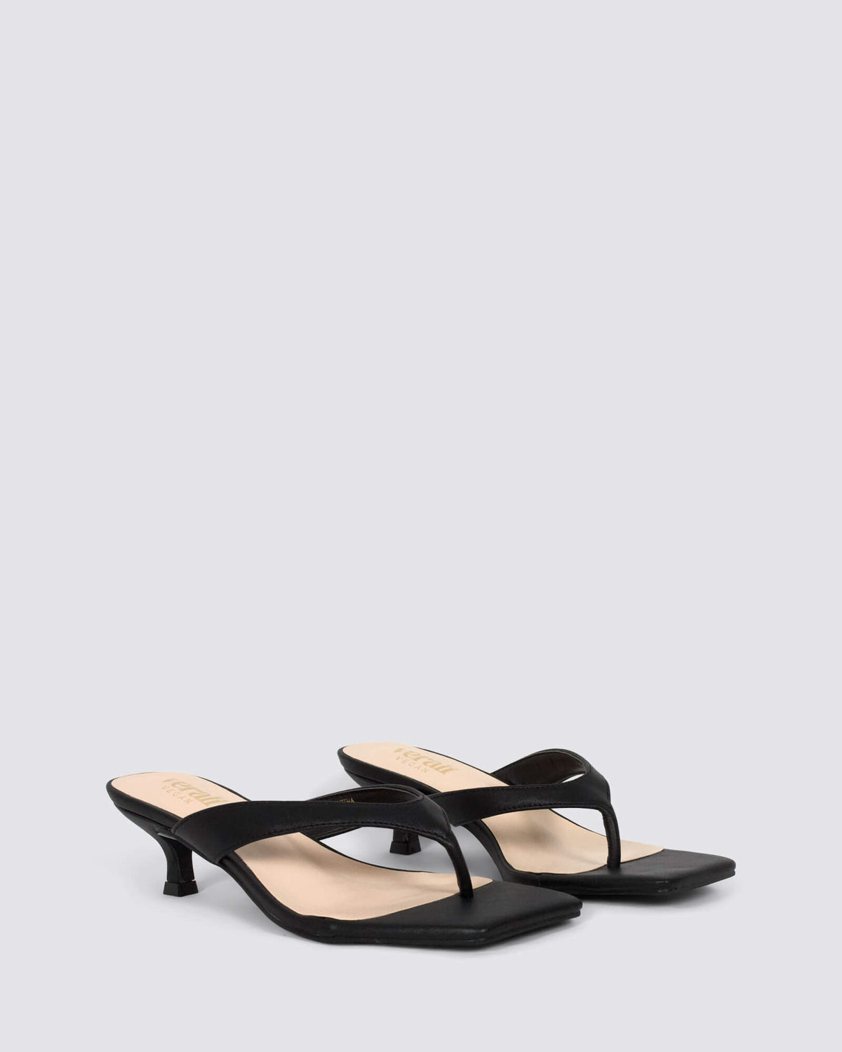 MARTHA KITTEN HEEL THONGS BLACK