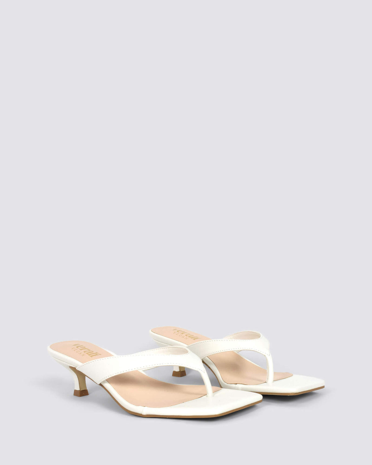 MARTHA KITTEN HEEL THONGS CHALK WHITE