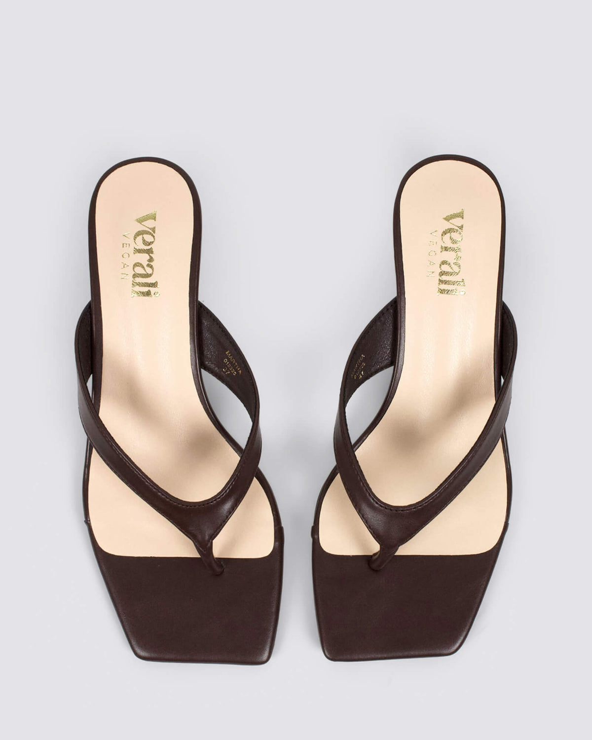 MARTHA KITTEN HEEL THONGS CHOCOLATE BROWN