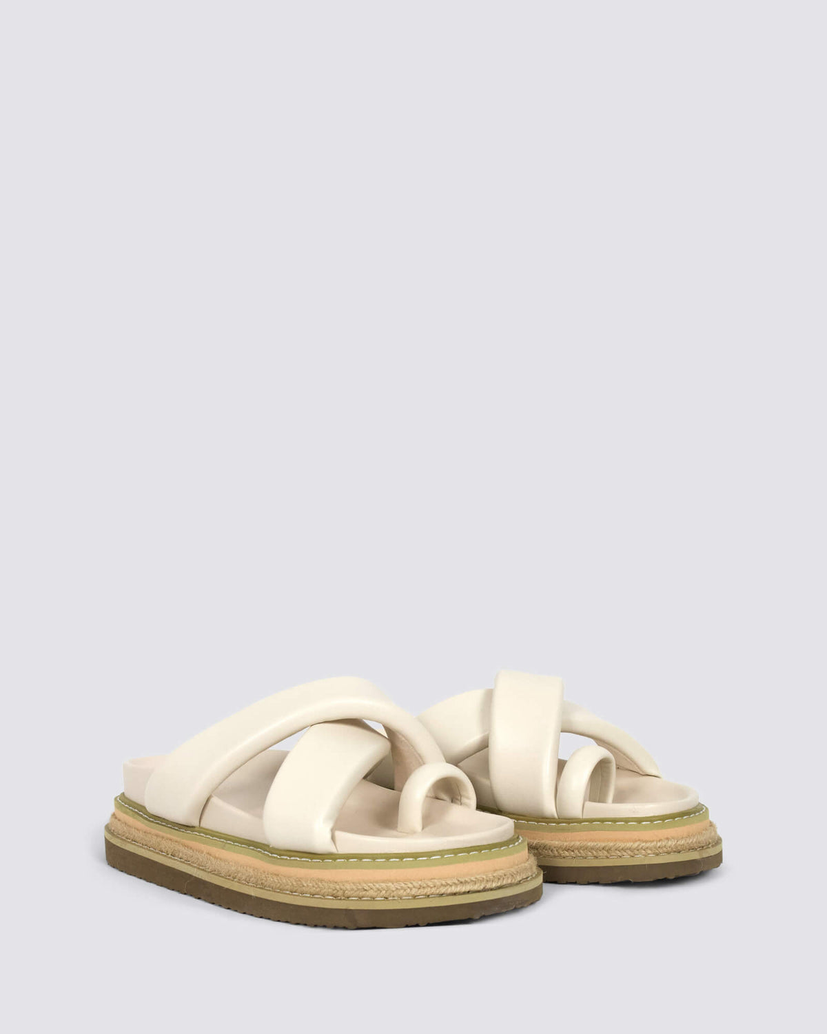 THELMA FLATFORM SLIDES BONE WHITE