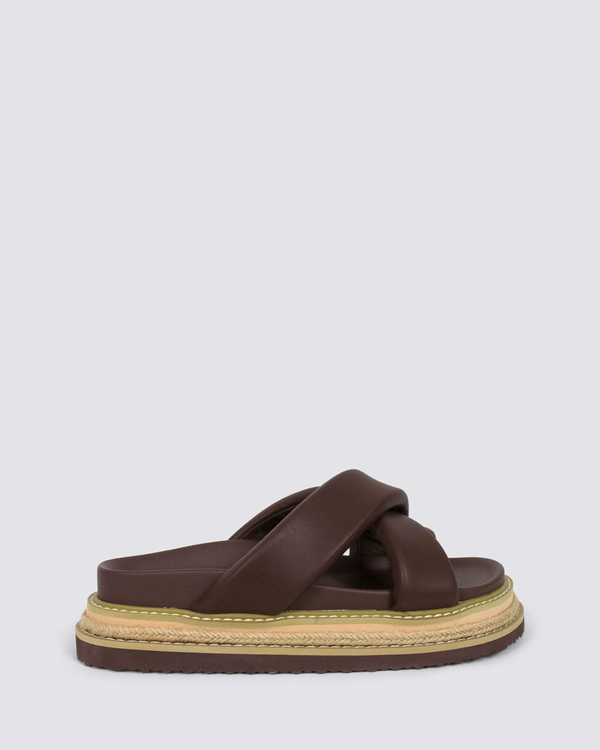 THELMA FLATFORM SLIDES CHOCOLATE BROWN