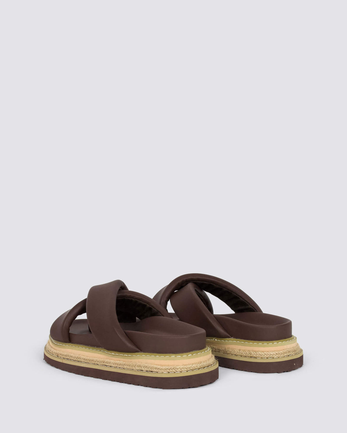 THELMA FLATFORM SLIDES CHOCOLATE BROWN