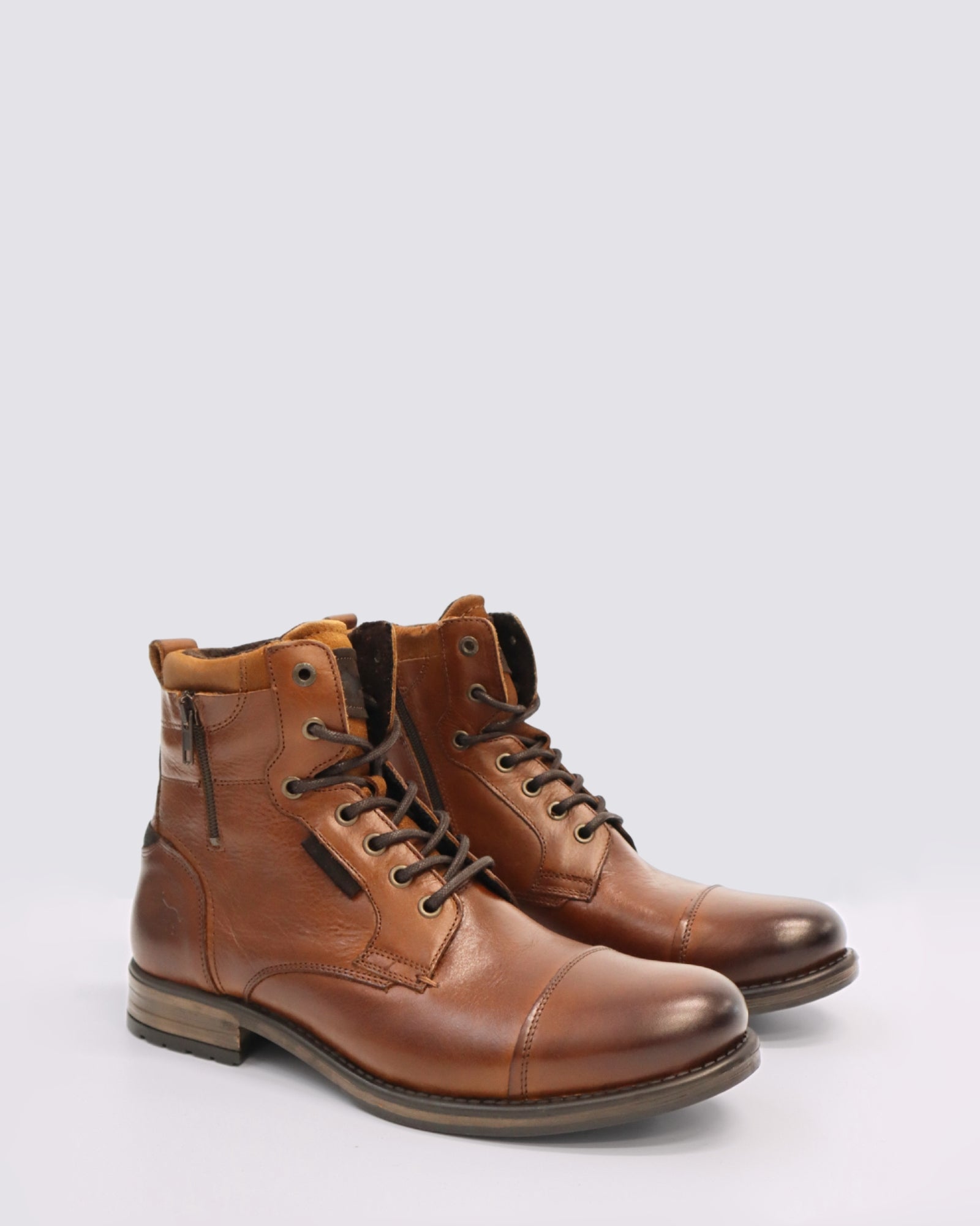PORTER LACE UP BOOTS CAMEL LEATHER