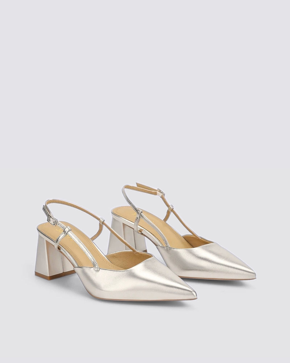 YASMINE SLINGBACK HEELS SILVER METALLIC