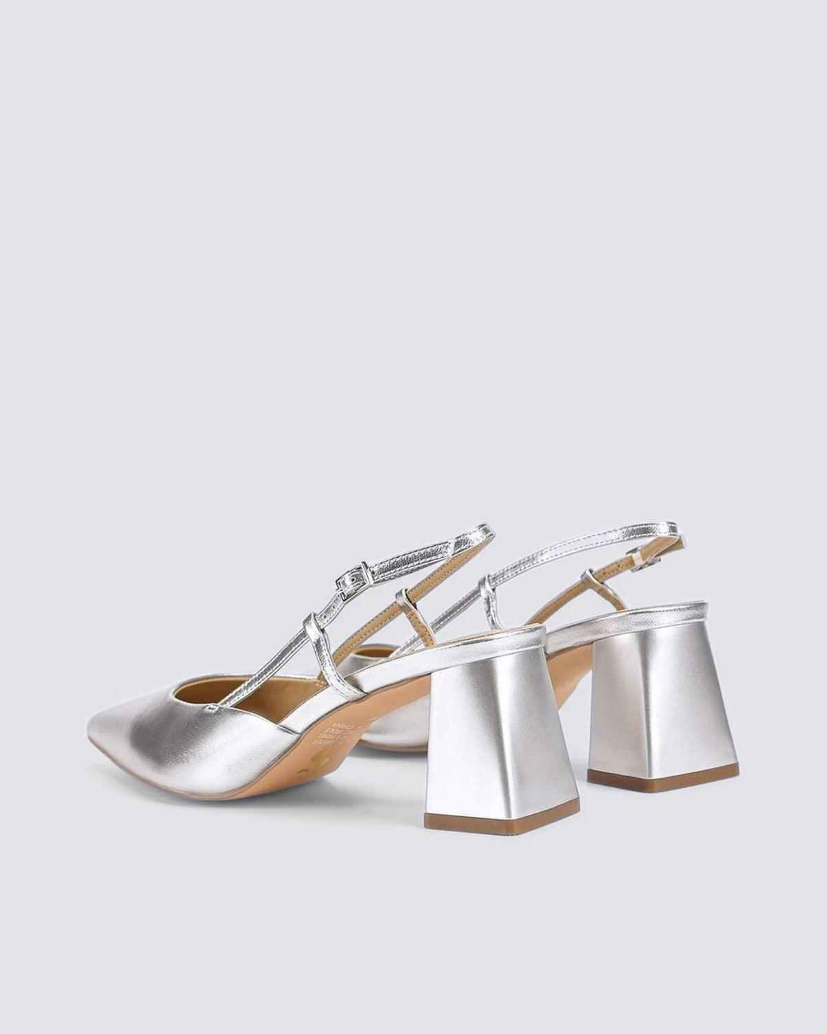 YASMINE SLINGBACK HEELS SILVER METALLIC