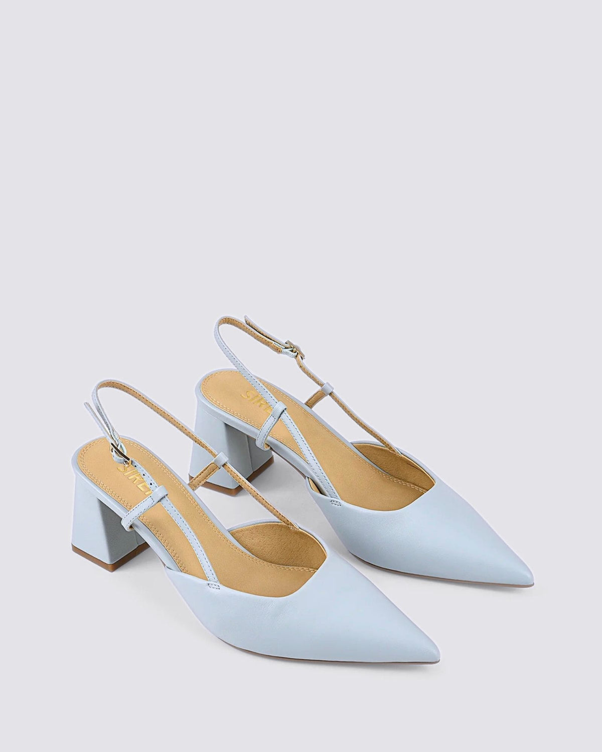 YASMINE SLINGBACK HEELS SOFT BLUE LEATHER