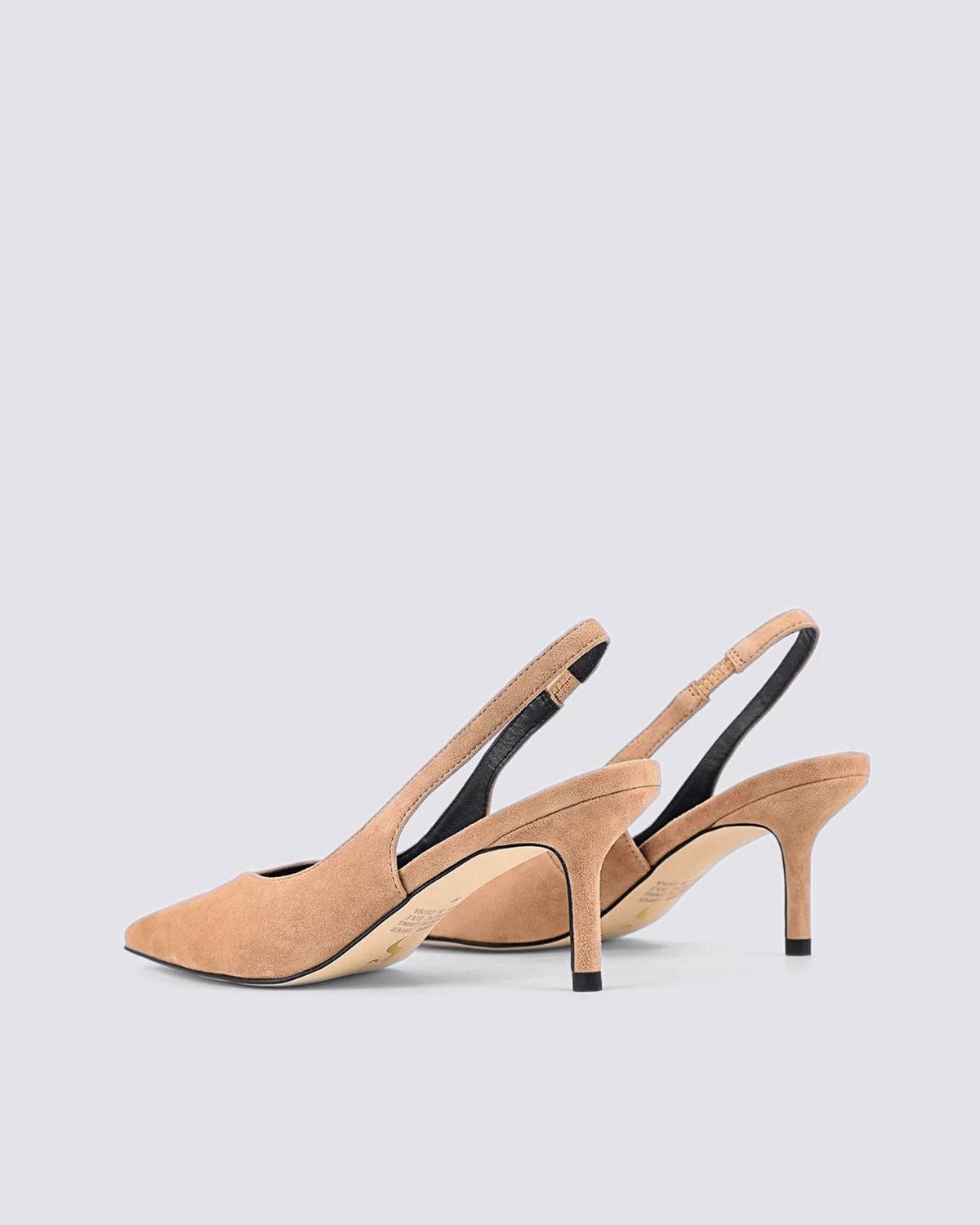 YORY SLINGBACK KITTEN HEELS CAMEL TAN SUEDE