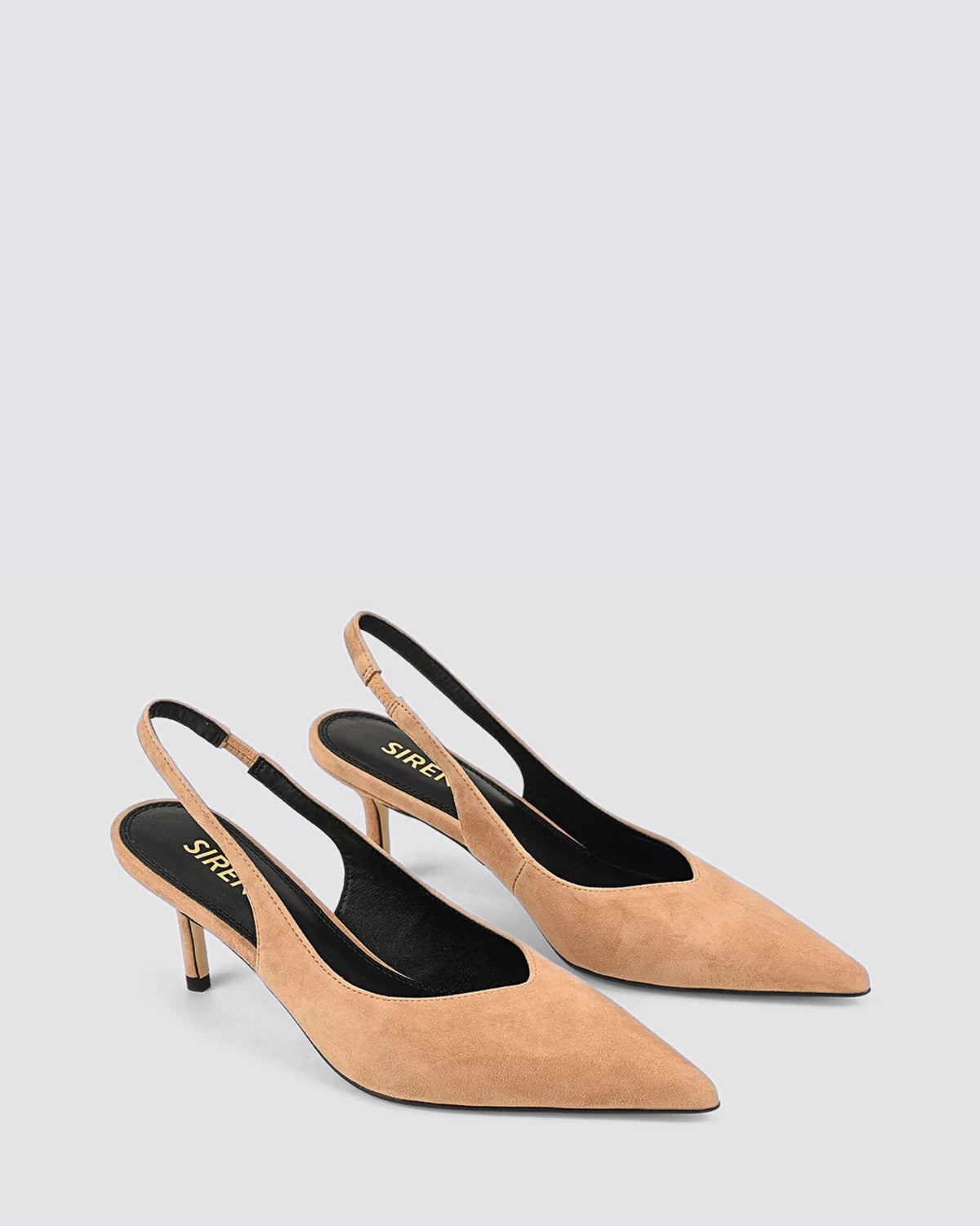 YORY SLINGBACK KITTEN HEELS CAMEL TAN SUEDE