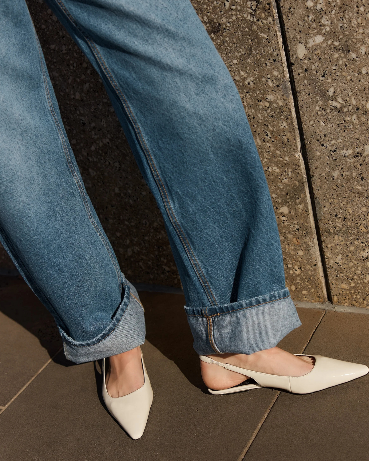 ALANA SLINGBACK FLATS CHALK WHITE PATENT