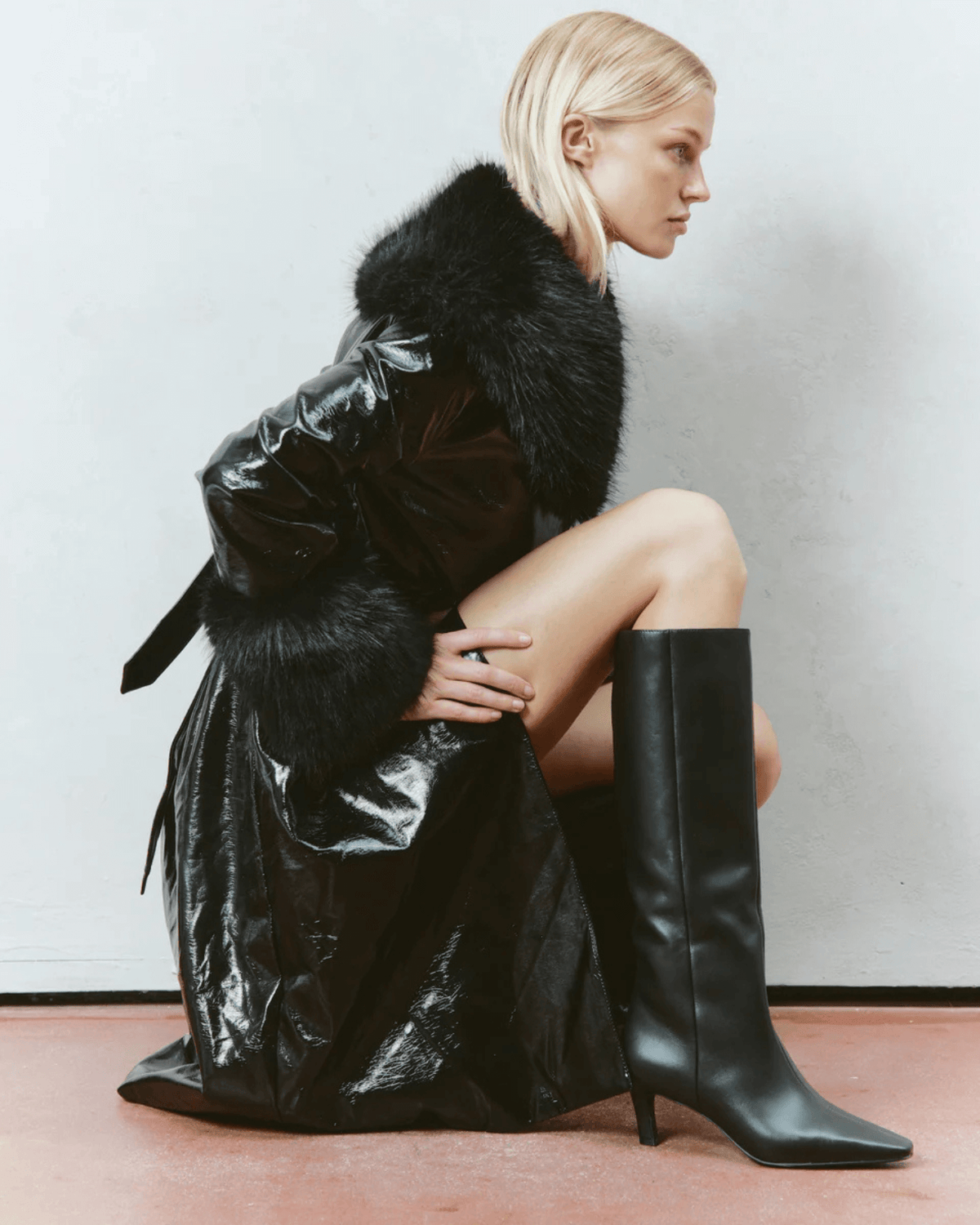 BLAKE CHISEL TOE LONG BOOTS BLACK