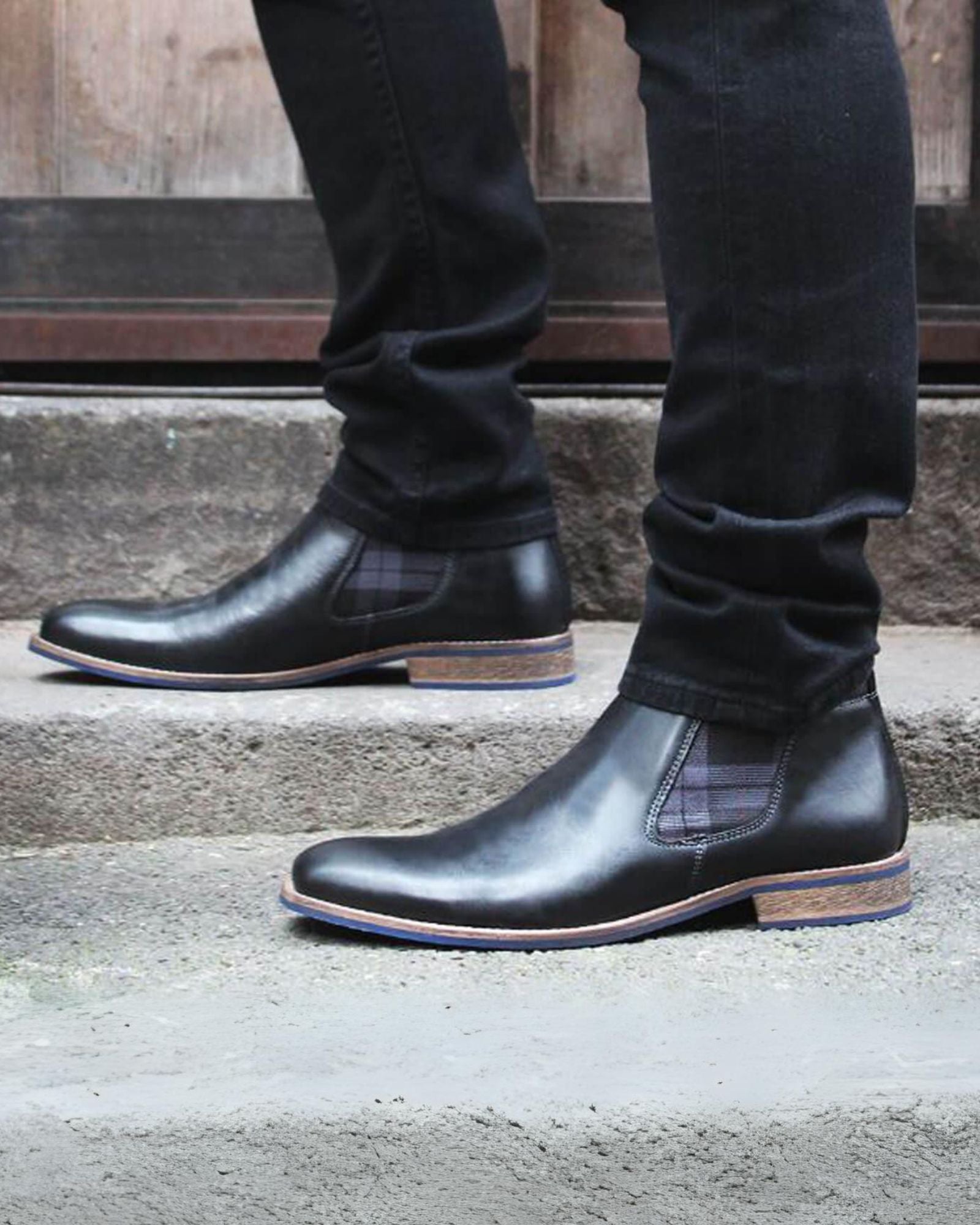 DRAKE MENS BOOTS BLACK LEATHER