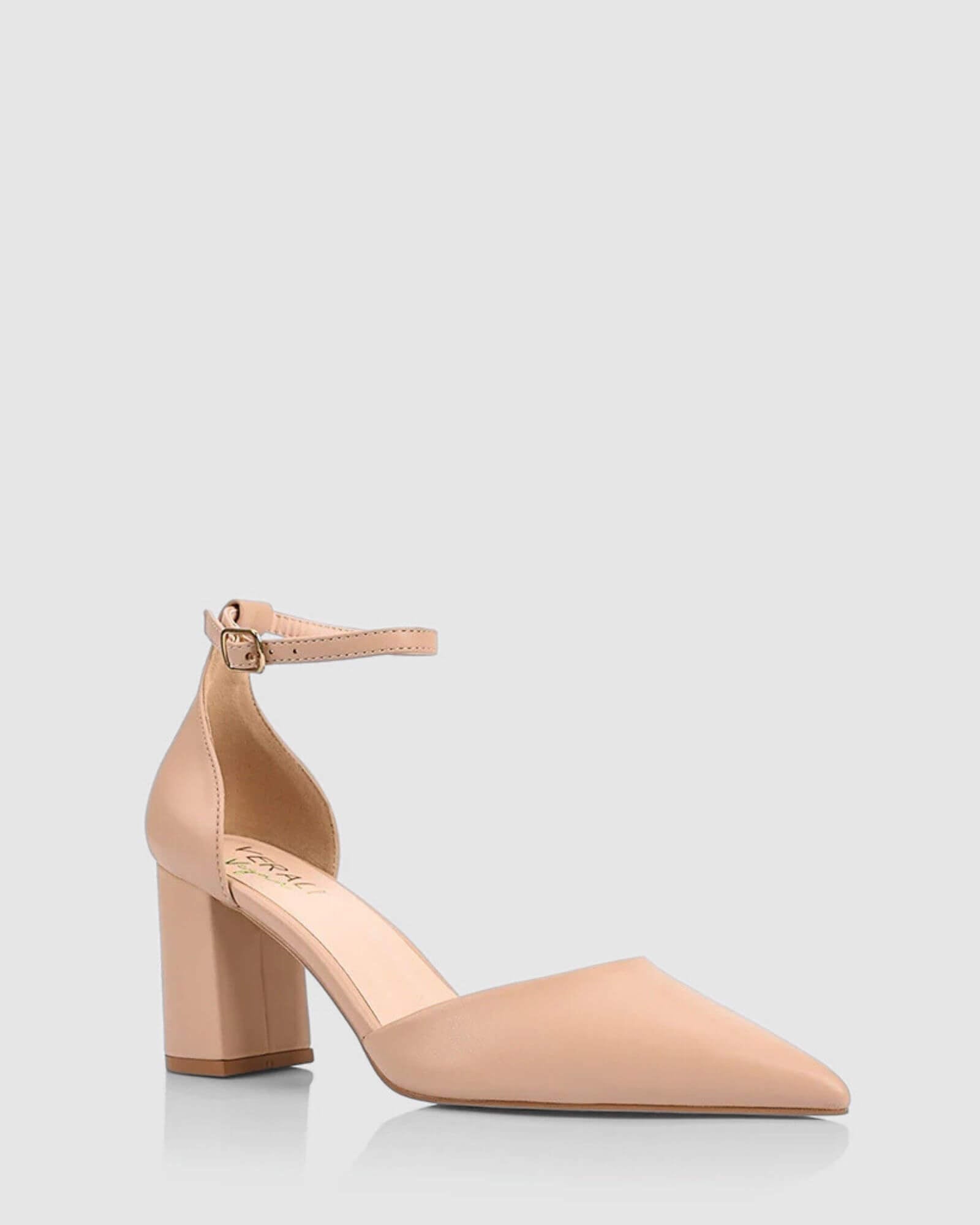 ELI CLOSED TOE BLOCK HEELS NUDE