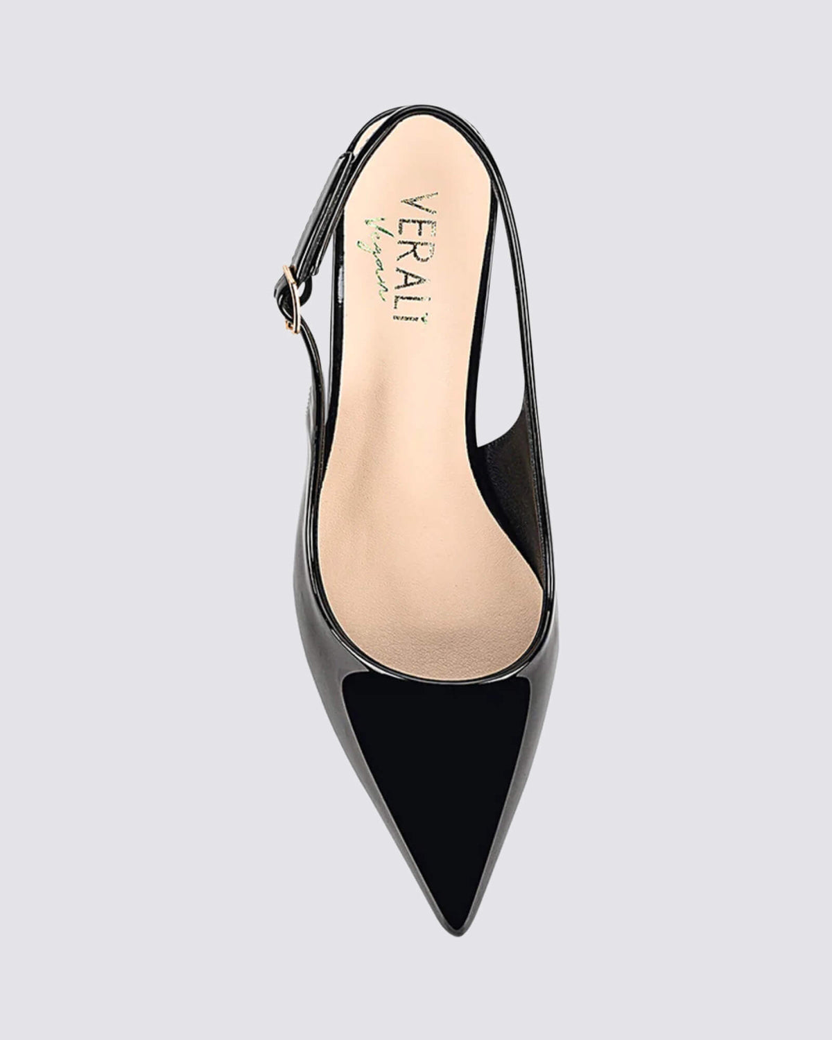 ELIO SLINGBACK HEELS BLACK PATENT