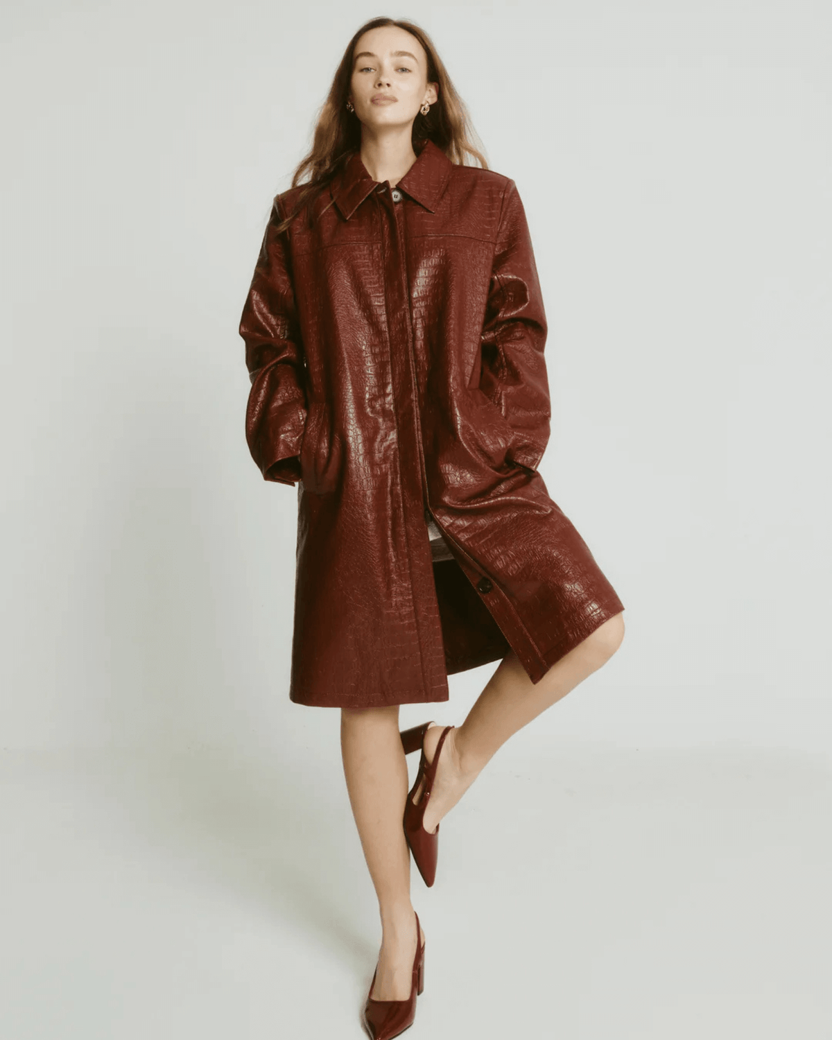 ELTON SLINGBACK HEELS WINE PATENT