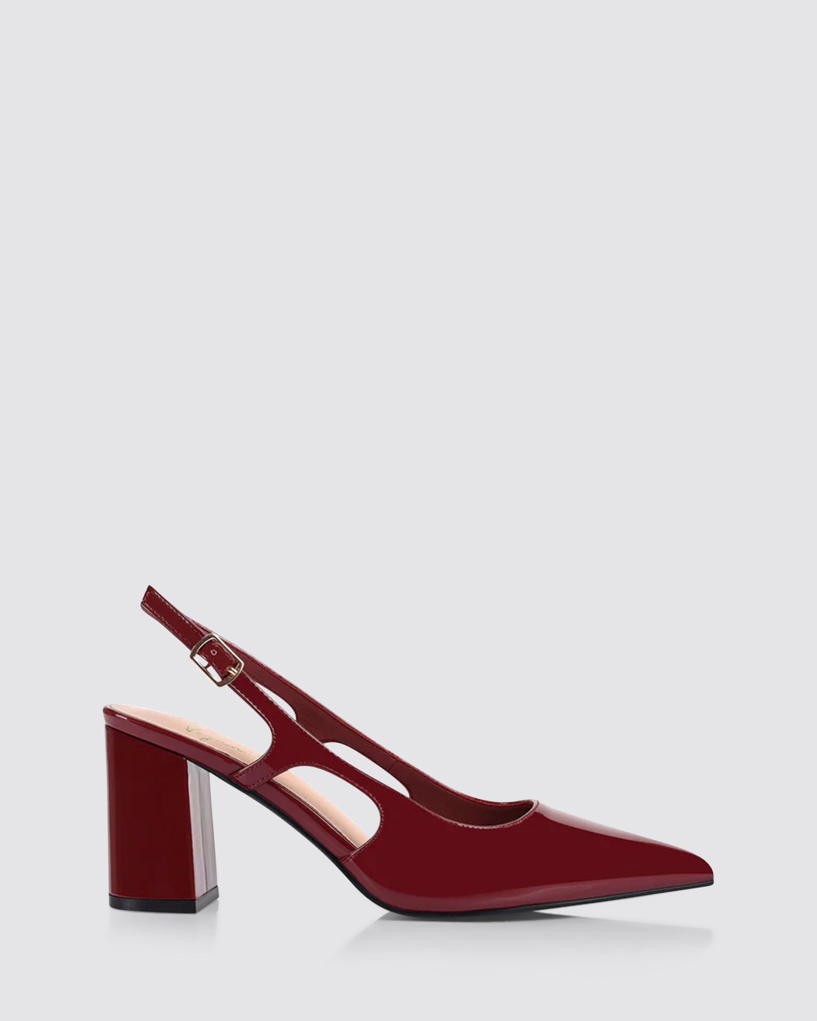 ELTON SLINGBACK HEELS WINE PATENT