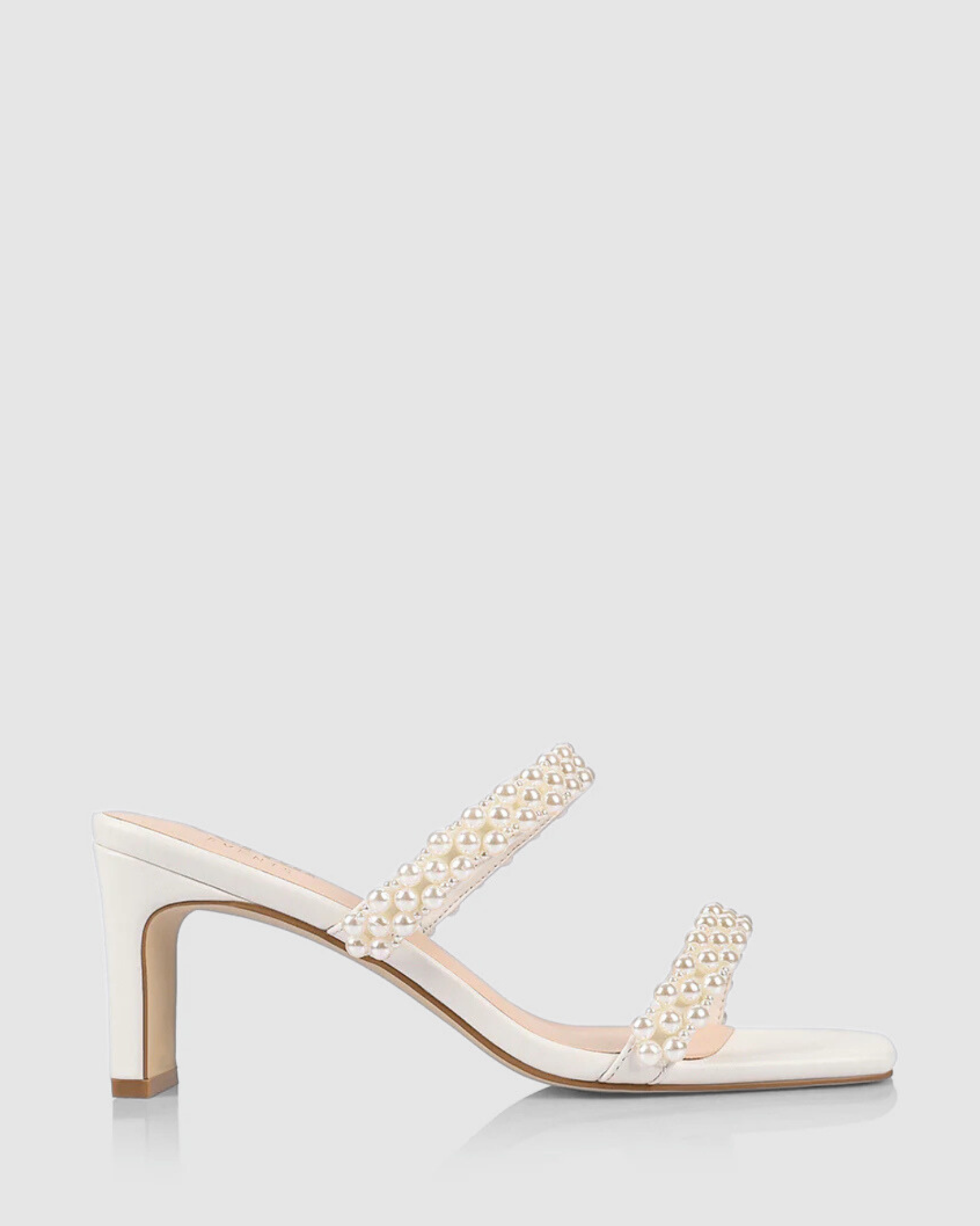 GIGI BLOCK HEEL MULES CHALK WHITE PEARL
