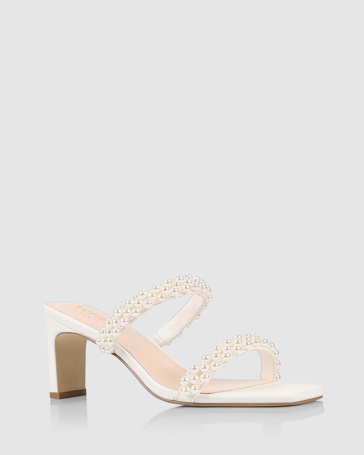 GIGI BLOCK HEEL MULES CHALK WHITE PEARL